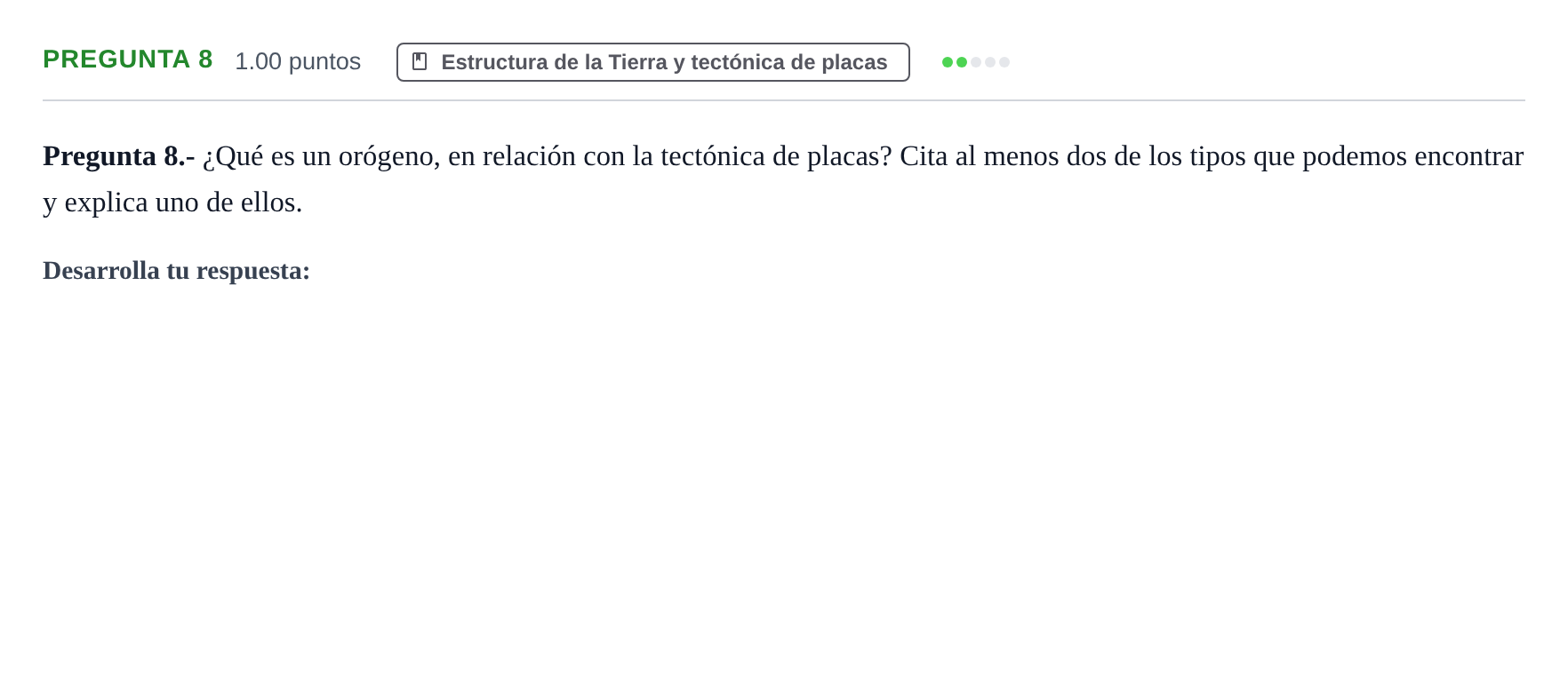 Enunciado: Pregunta 8 · Geología y Ciencias Ambientales PAU La Rioja Ordinaria 2021