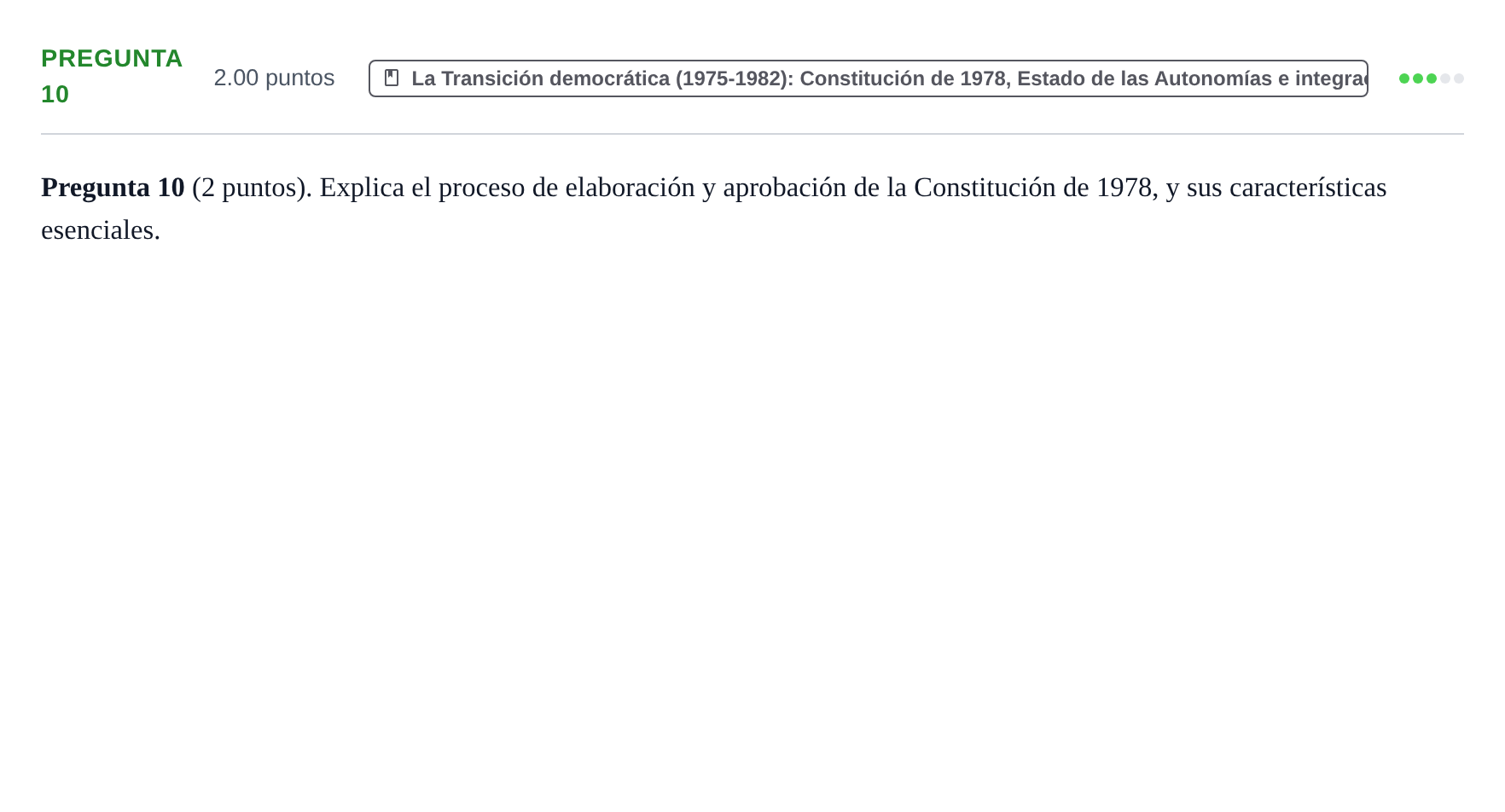 Enunciado: Pregunta 10 · Historia de España PAU La Rioja Extraordinaria 2021