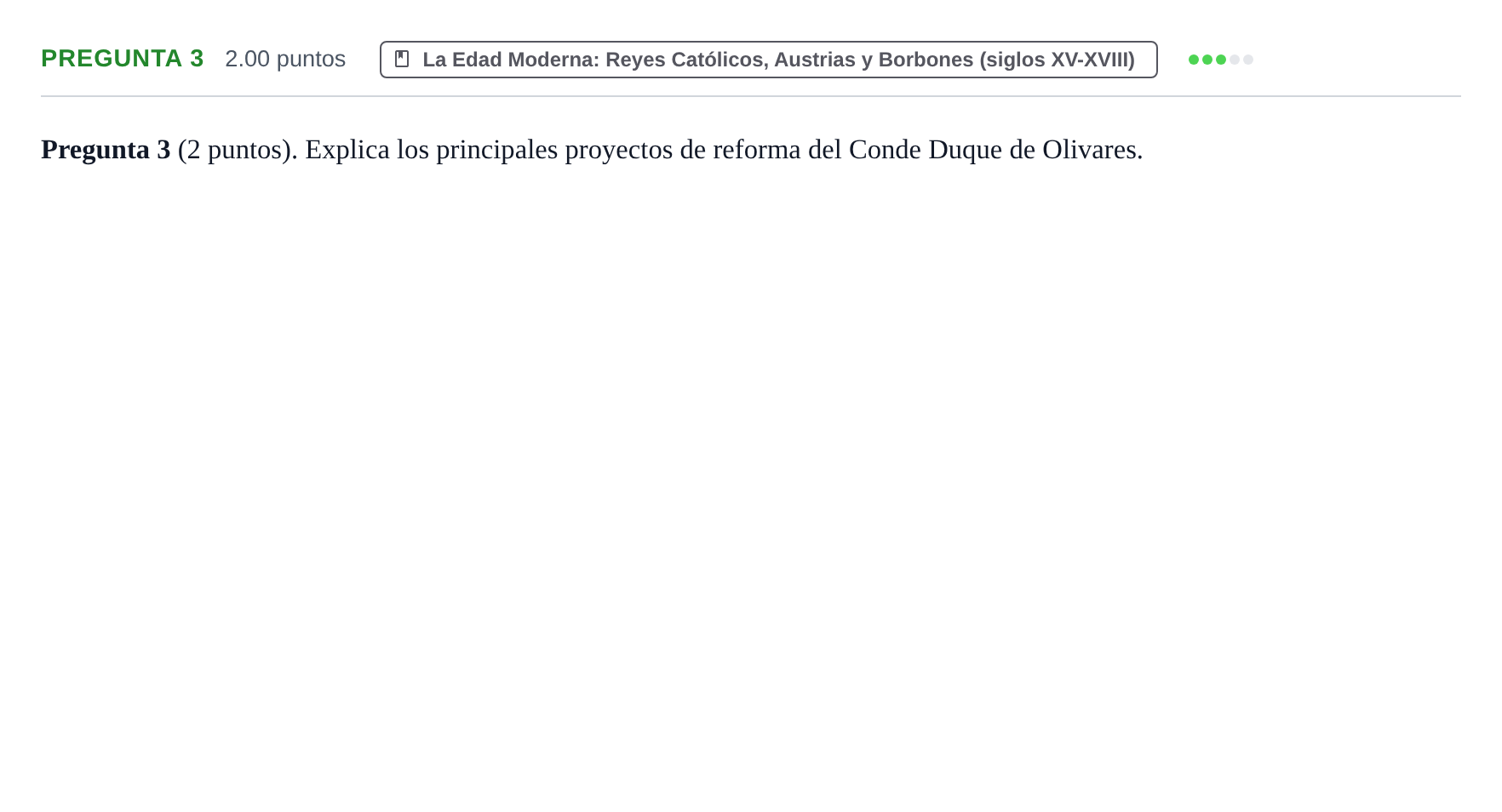Enunciado: Pregunta 3 · Historia de España PAU La Rioja Extraordinaria 2021