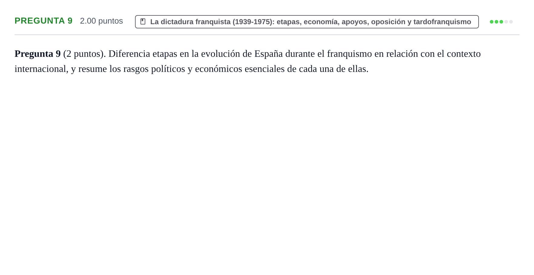 Enunciado: Pregunta 9 · Historia de España PAU La Rioja Extraordinaria 2021