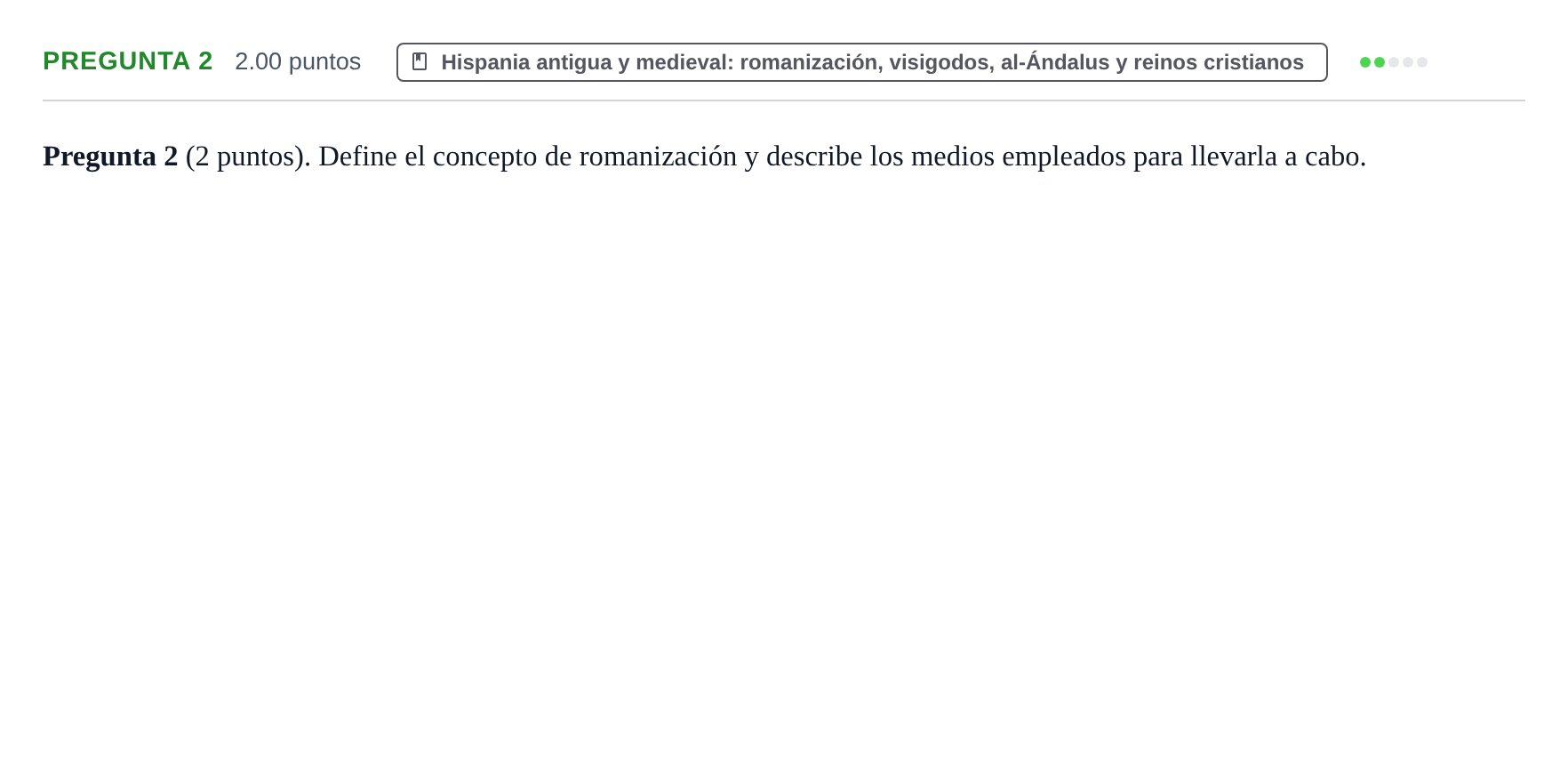 Enunciado: Pregunta 2 · Historia de España PAU La Rioja Ordinaria 2021