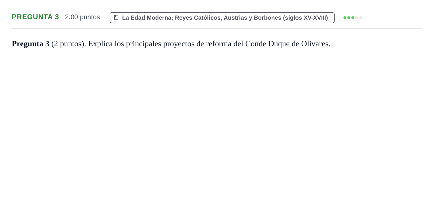 Enunciado: Pregunta 3 · Historia de España PAU La Rioja Ordinaria 2021