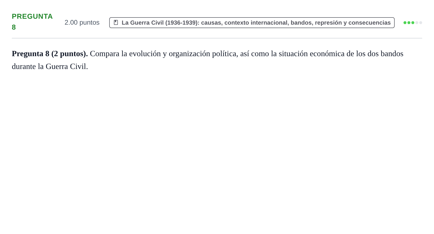 Enunciado: Pregunta 8 · Historia de España PAU La Rioja Ordinaria 2021
