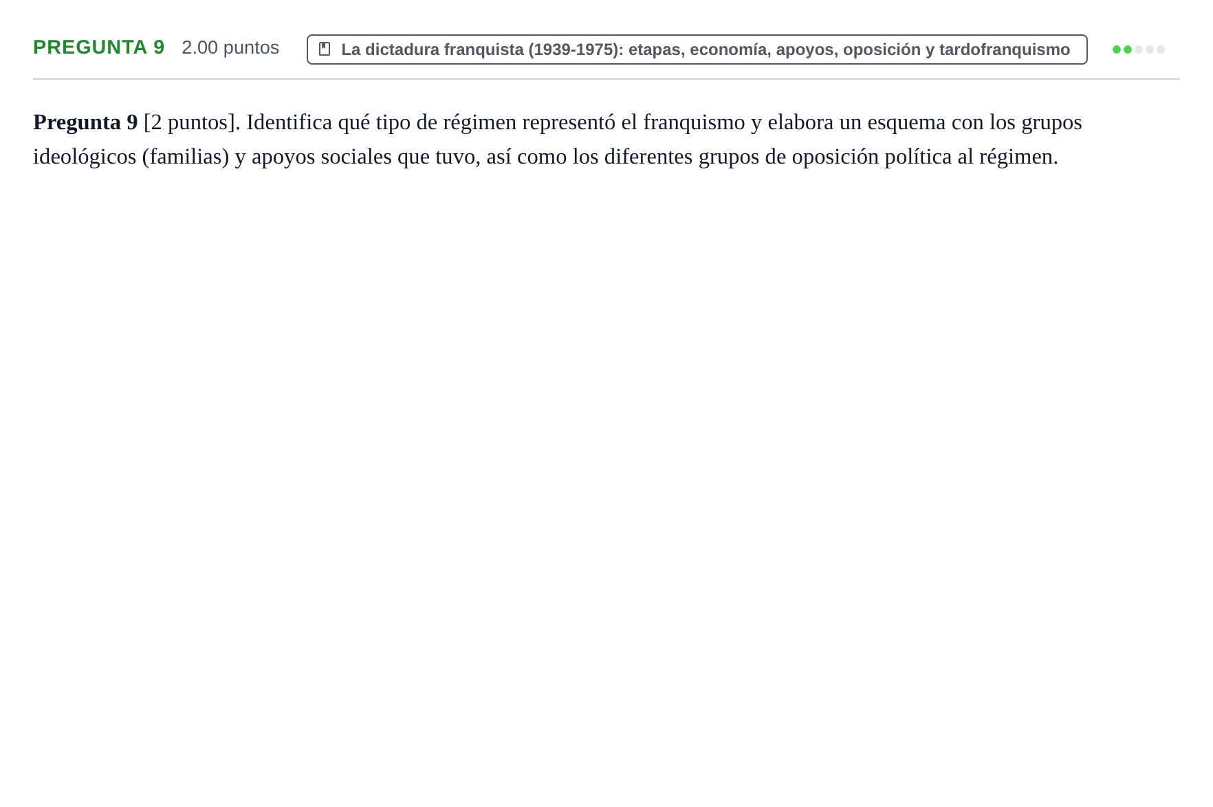 Enunciado: Pregunta 9 · Historia de España PAU La Rioja Ordinaria 2021