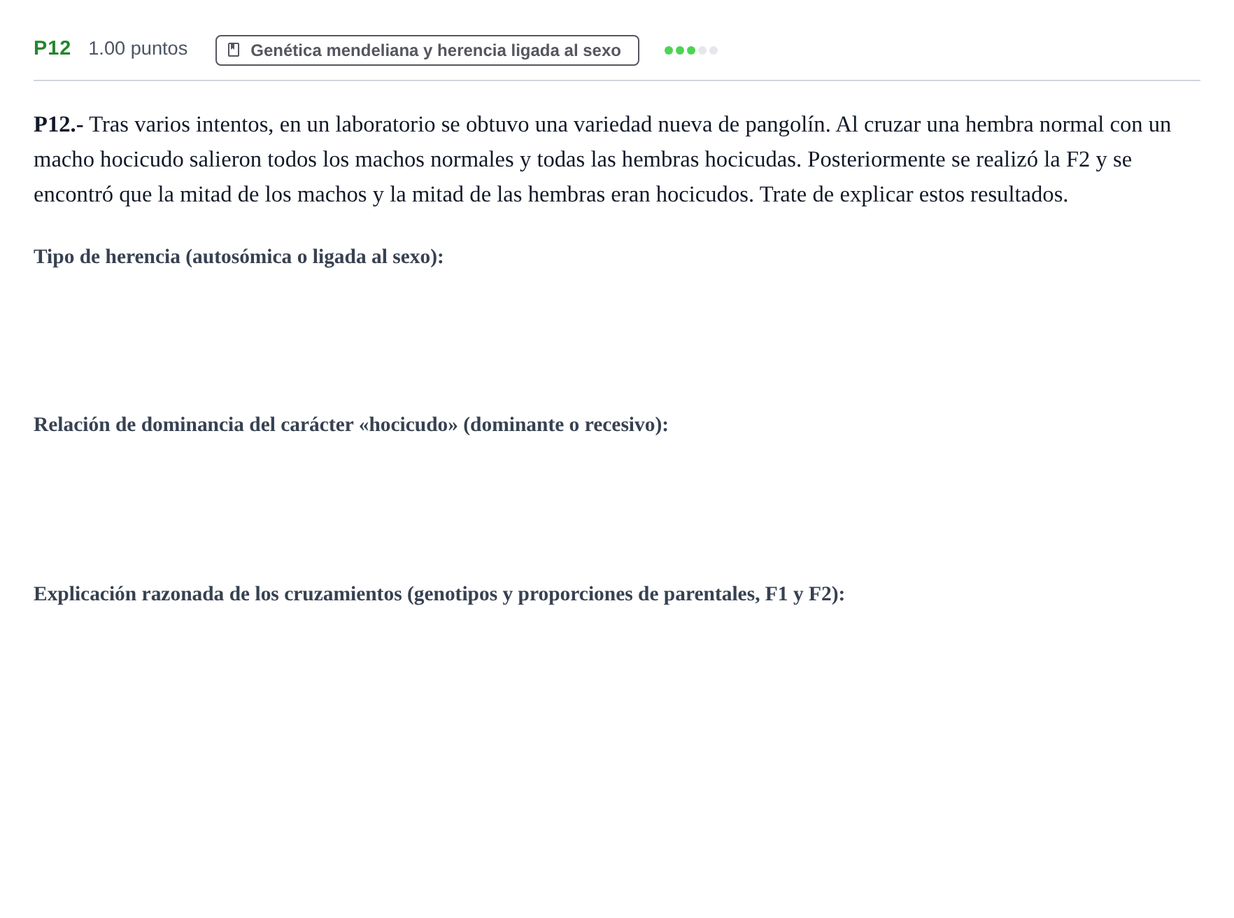 Enunciado: Ejercicio P12 · Biología PAU La Rioja Extraordinaria 2021
