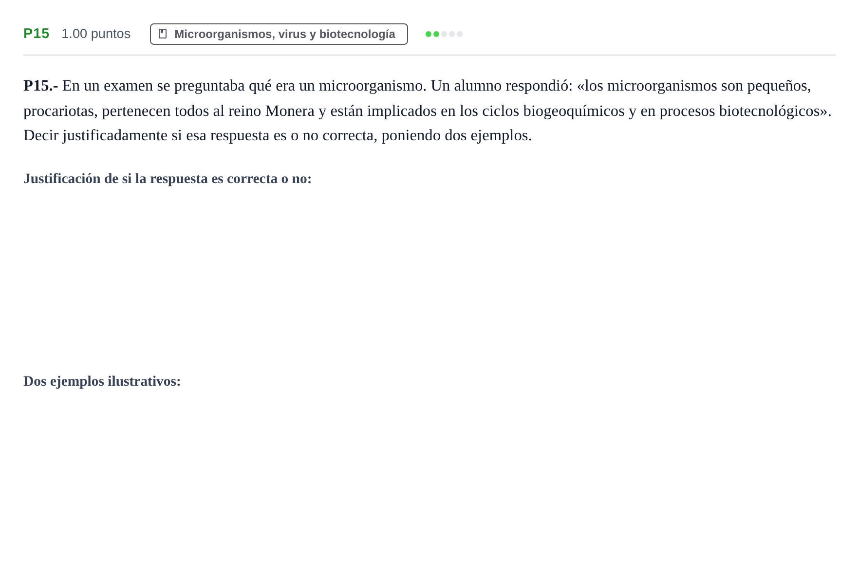 Enunciado: Ejercicio P15 · Biología PAU La Rioja Extraordinaria 2021