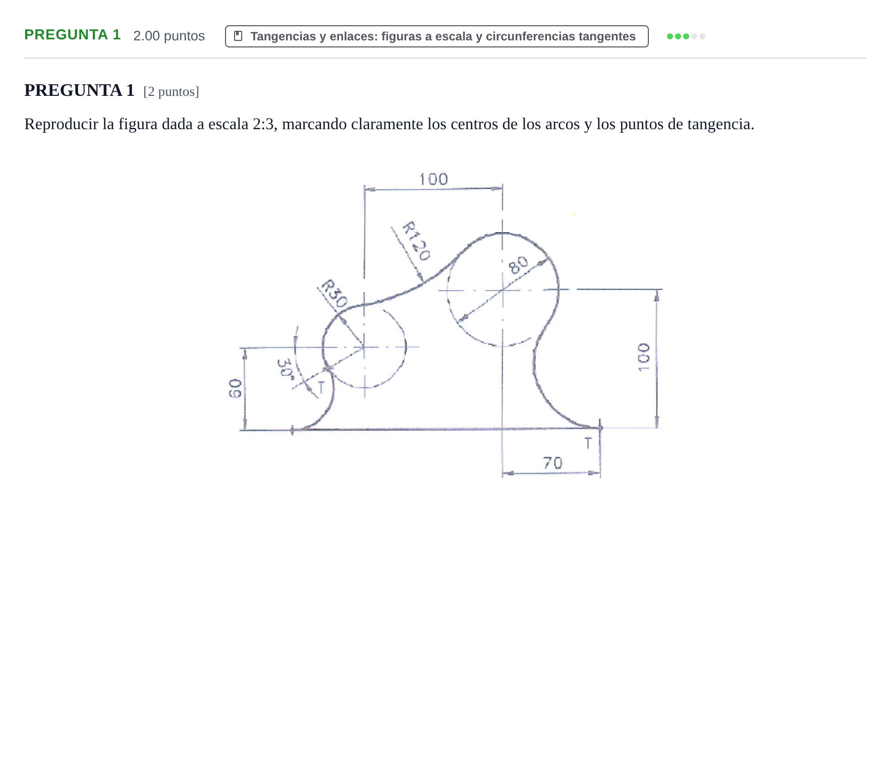 Enunciado: PREGUNTA 1 · Dibujo técnico II PAU La Rioja Extraordinaria 2021