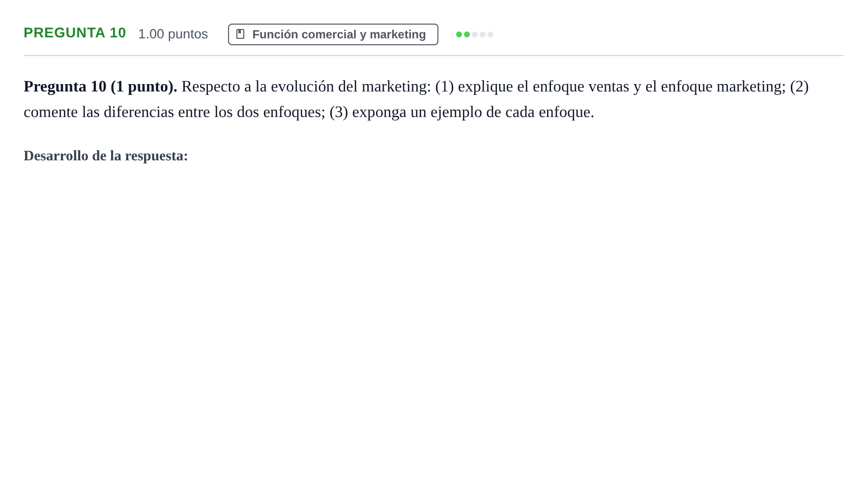 Enunciado: Pregunta 10 · Empresa y Diseño de Modelos de Negocio PAU La Rioja Extraordinaria 2021