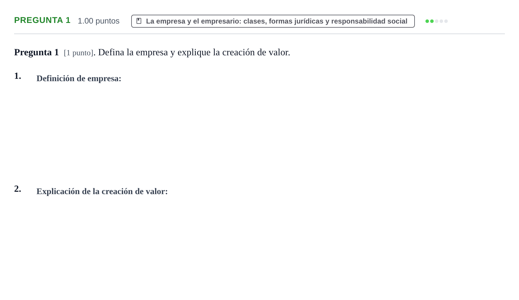 Enunciado: Pregunta 1 · Empresa y Diseño de Modelos de Negocio PAU La Rioja Extraordinaria 2021
