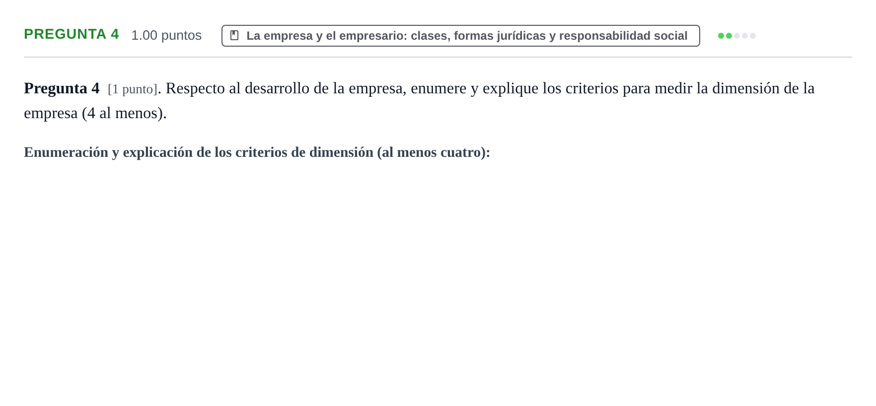 Enunciado: Pregunta 4 · Empresa y Diseño de Modelos de Negocio PAU La Rioja Extraordinaria 2021