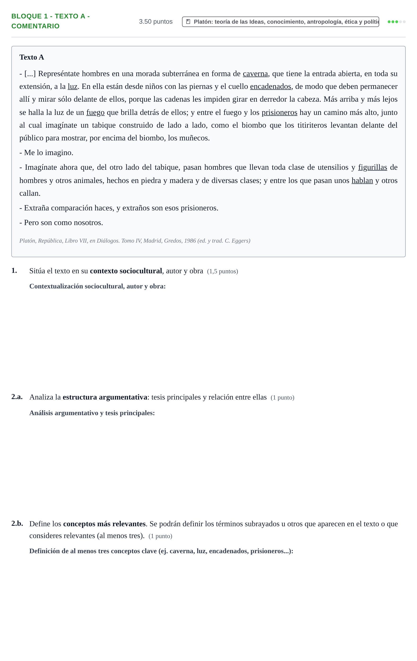 Enunciado: Bloque 1 - Texto A - Comentario · Historia de la Filosofía PAU La Rioja Extraordinaria 2021