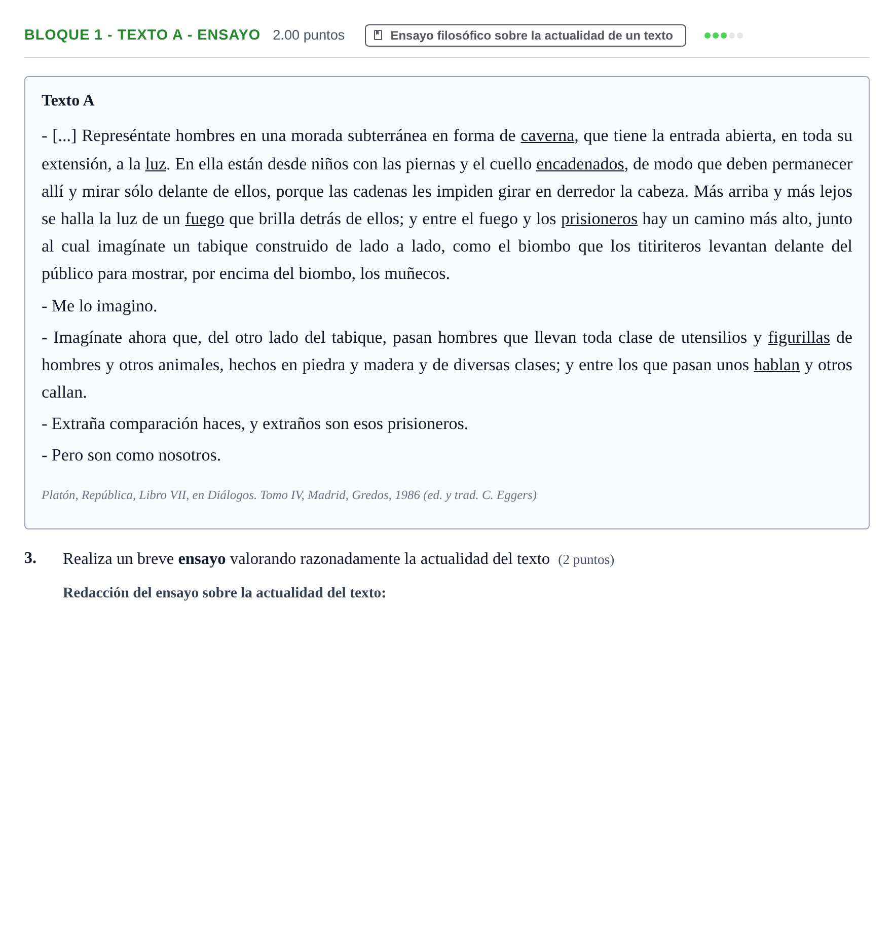 Enunciado: Bloque 1 - Texto A - Ensayo · Historia de la Filosofía PAU La Rioja Extraordinaria 2021