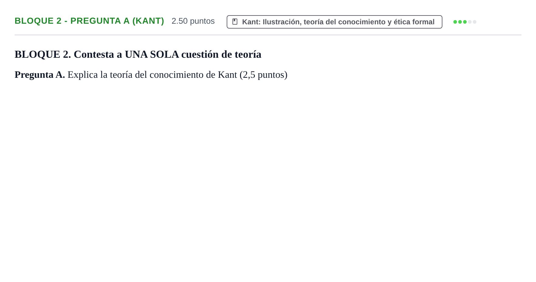 Enunciado: Bloque 2 - Pregunta A (Kant) · Historia de la Filosofía PAU La Rioja Extraordinaria 2021