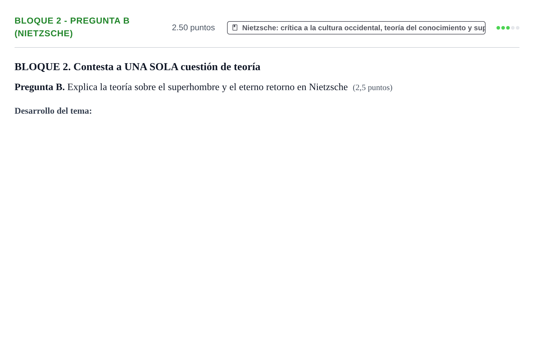 Enunciado: Bloque 2 - Pregunta B (Nietzsche) · Historia de la Filosofía PAU La Rioja Extraordinaria 2021