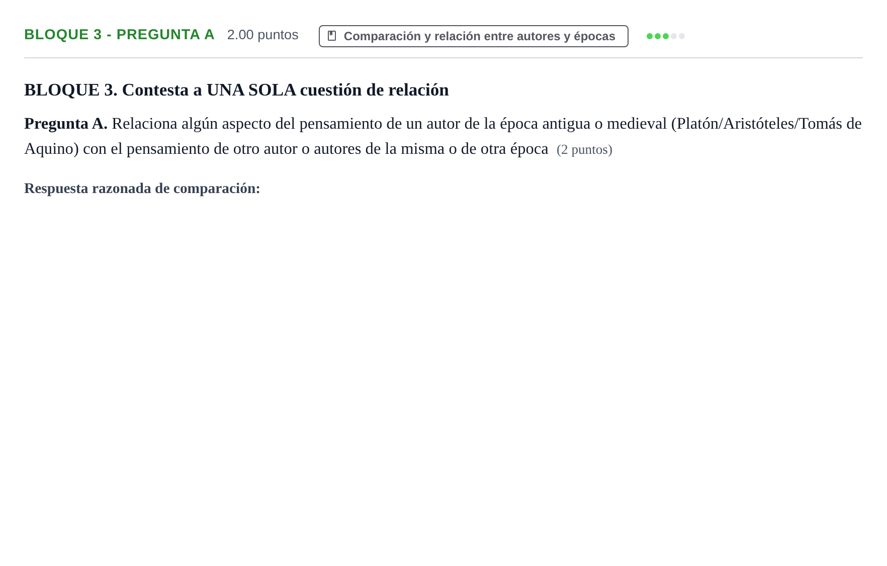 Enunciado: Bloque 3 - Pregunta A · Historia de la Filosofía PAU La Rioja Extraordinaria 2021