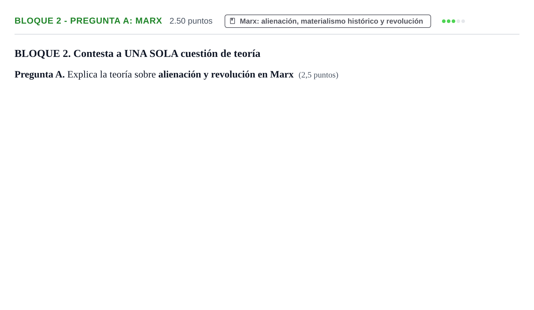 Enunciado: Bloque 2 - Pregunta A: Marx · Historia de la Filosofía PAU La Rioja Ordinaria 2021