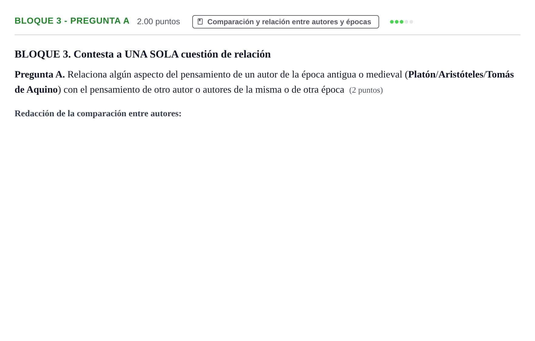 Enunciado: Bloque 3 - Pregunta A · Historia de la Filosofía PAU La Rioja Ordinaria 2021