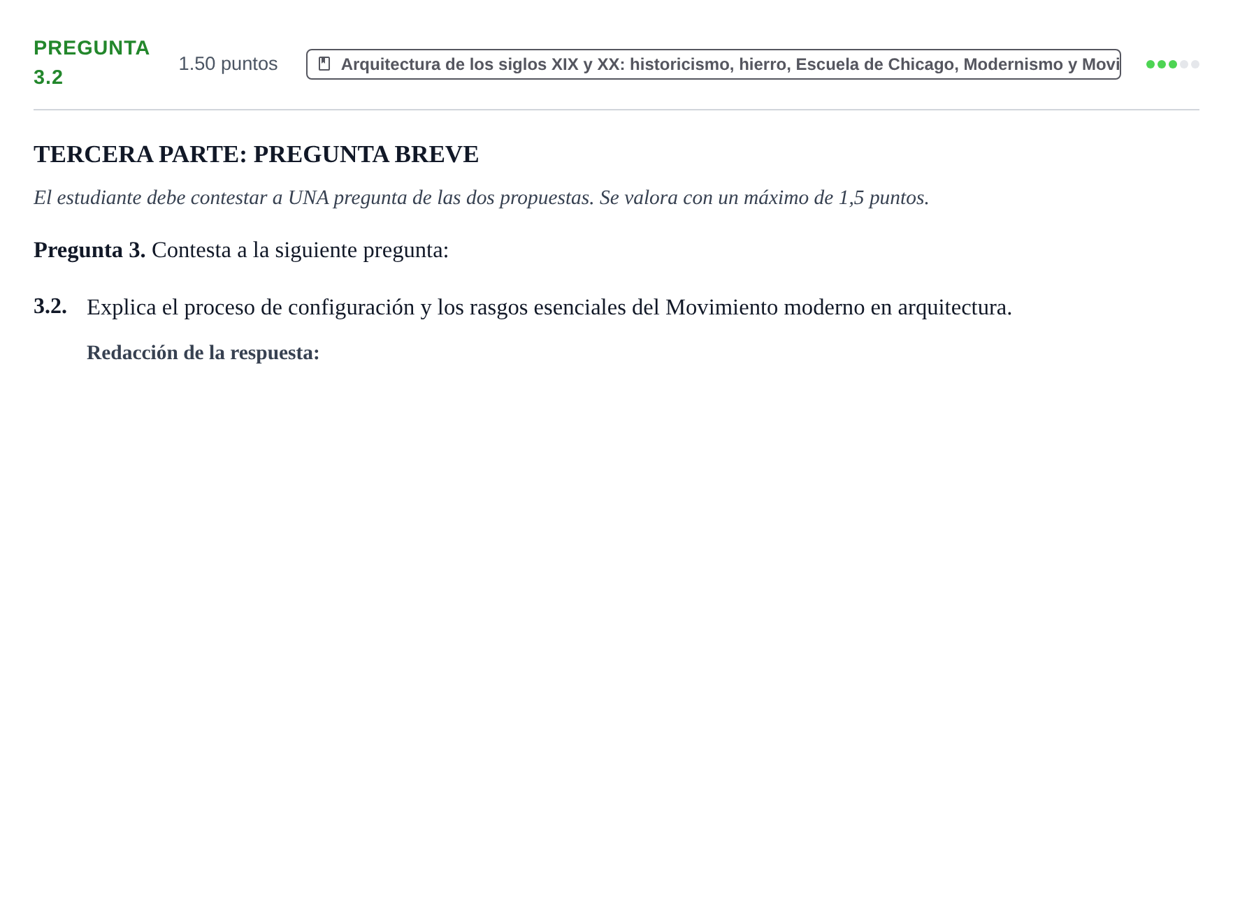 Enunciado: Pregunta 3.2 · Historia del Arte PAU La Rioja Extraordinaria 2021
