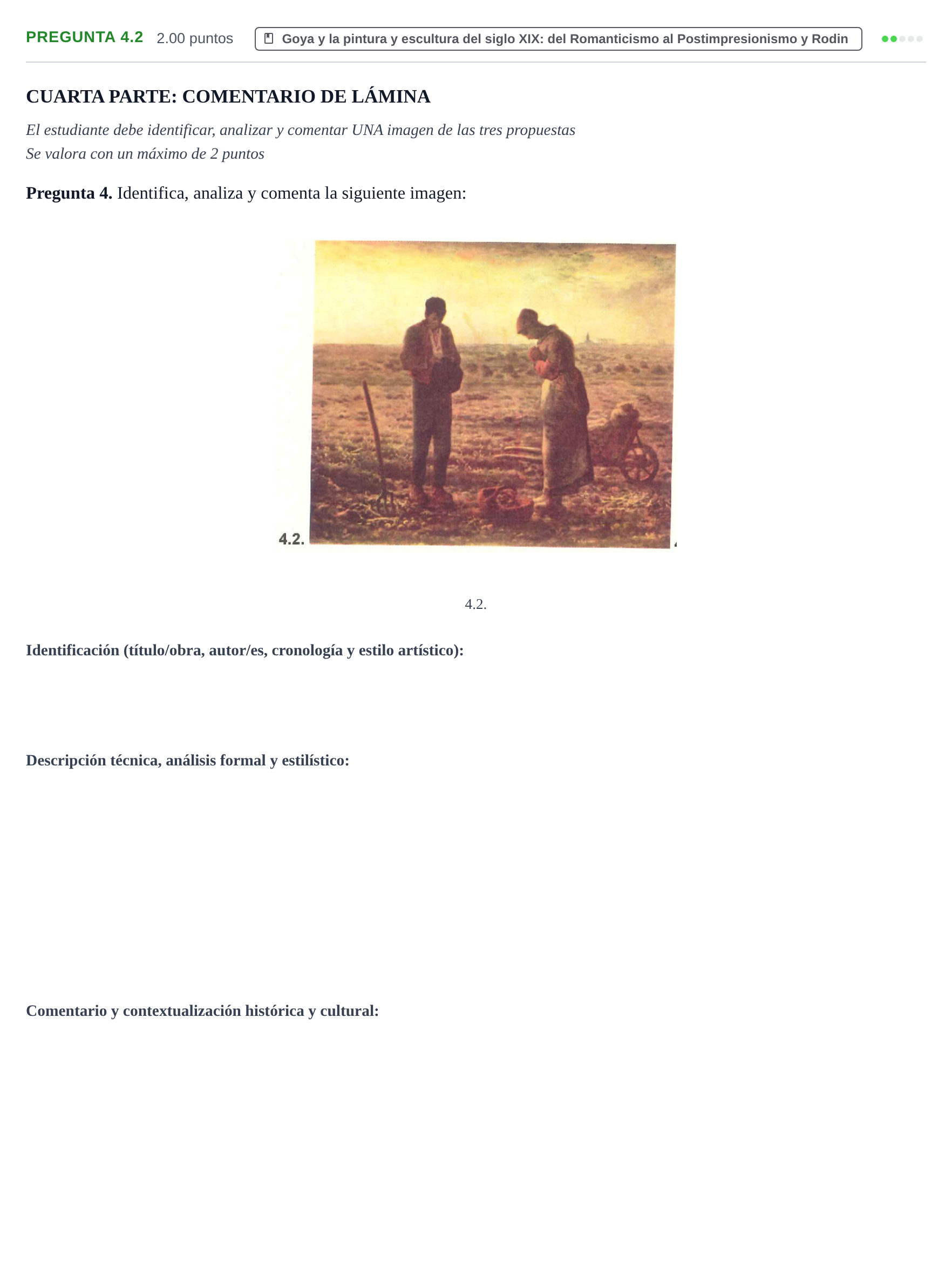 Enunciado: Pregunta 4.2 · Historia del Arte PAU La Rioja Extraordinaria 2021