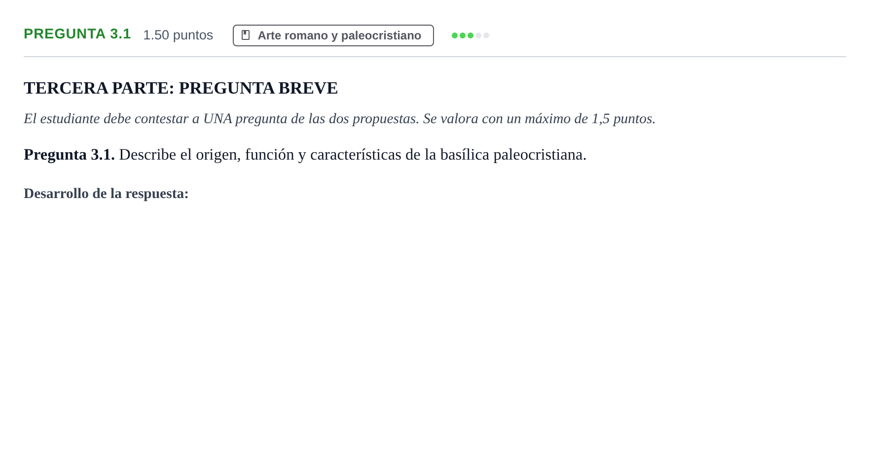 Enunciado: Pregunta 3.1 · Historia del Arte PAU La Rioja Ordinaria 2021