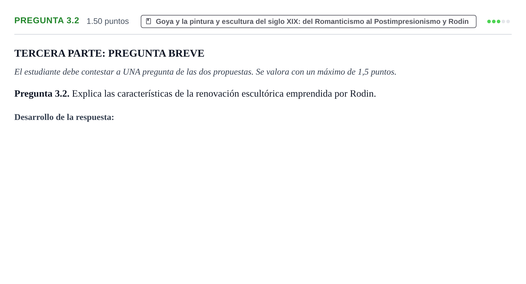 Enunciado: Pregunta 3.2 · Historia del Arte PAU La Rioja Ordinaria 2021