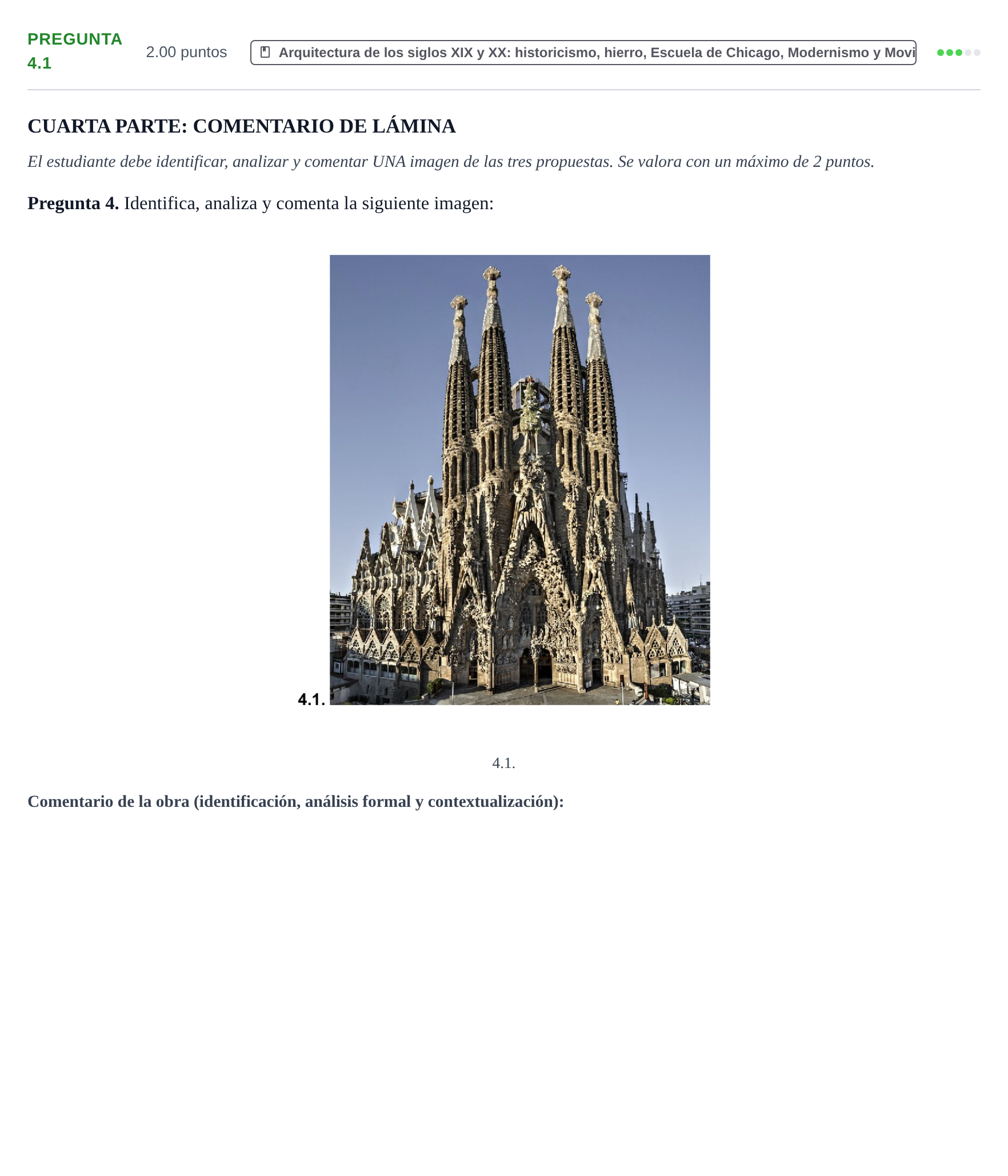 Enunciado: Pregunta 4.1 · Historia del Arte PAU La Rioja Ordinaria 2021