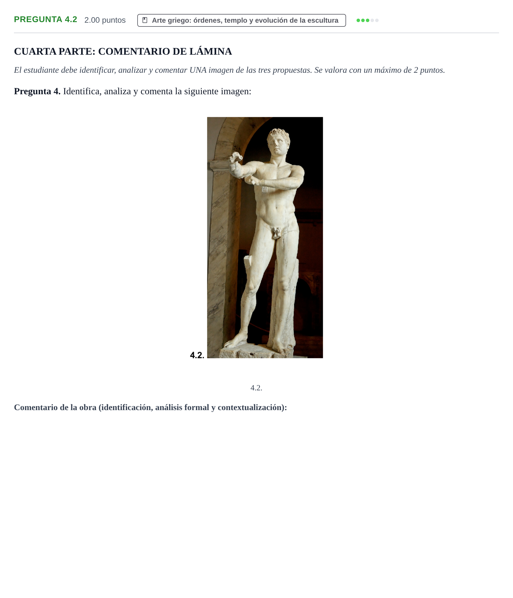 Enunciado: Pregunta 4.2 · Historia del Arte PAU La Rioja Ordinaria 2021