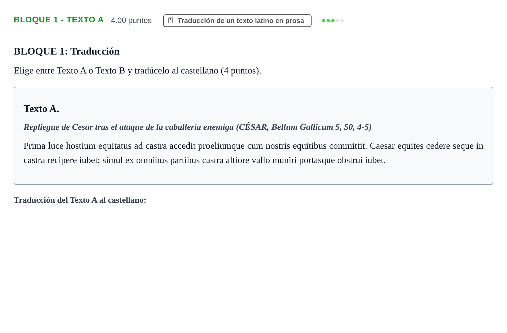 Enunciado: Bloque 1 - Texto A · Latín II PAU La Rioja Extraordinaria 2021
