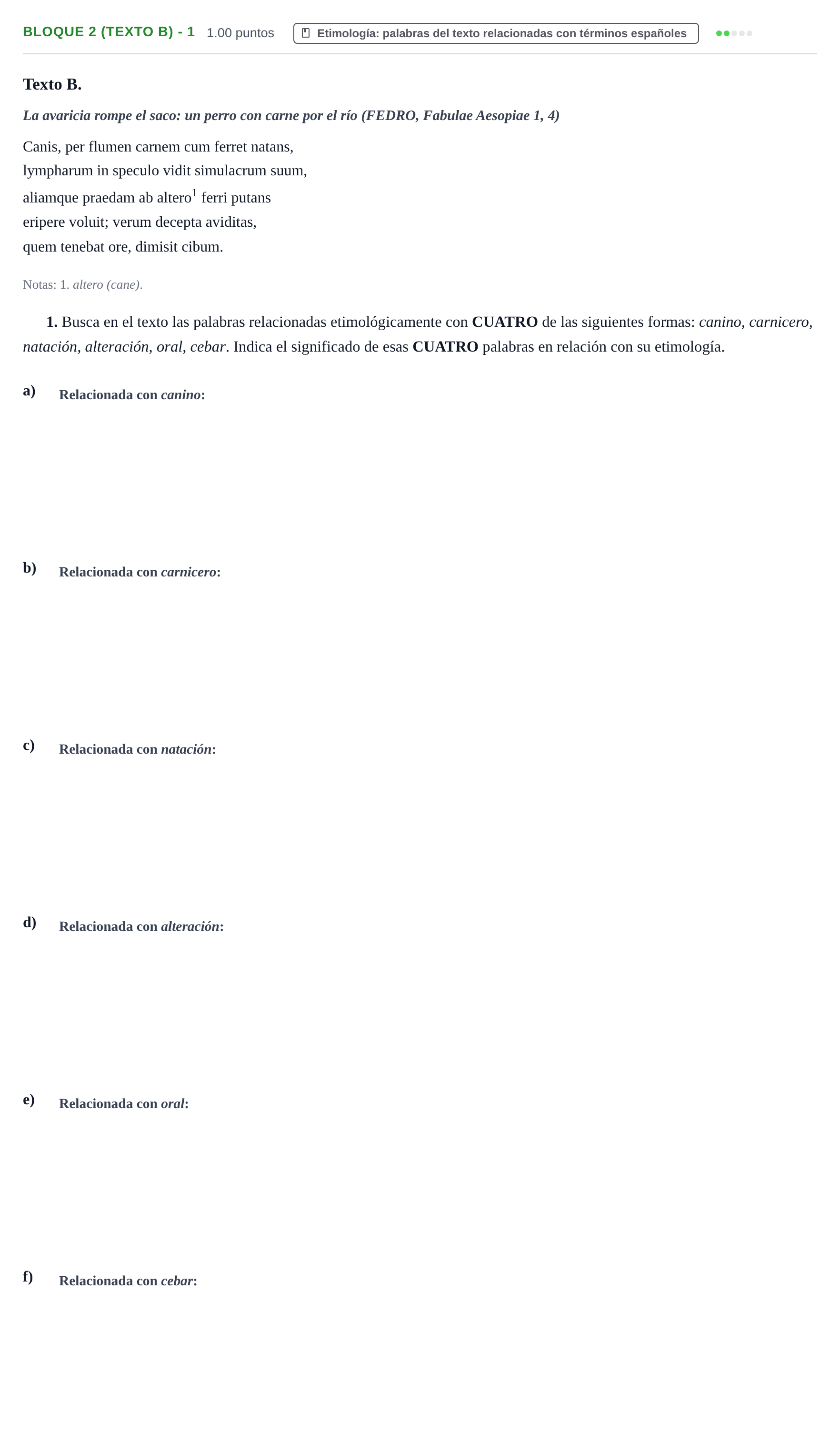Enunciado: Bloque 2 (Texto B) - 1 · Latín II PAU La Rioja Extraordinaria 2021