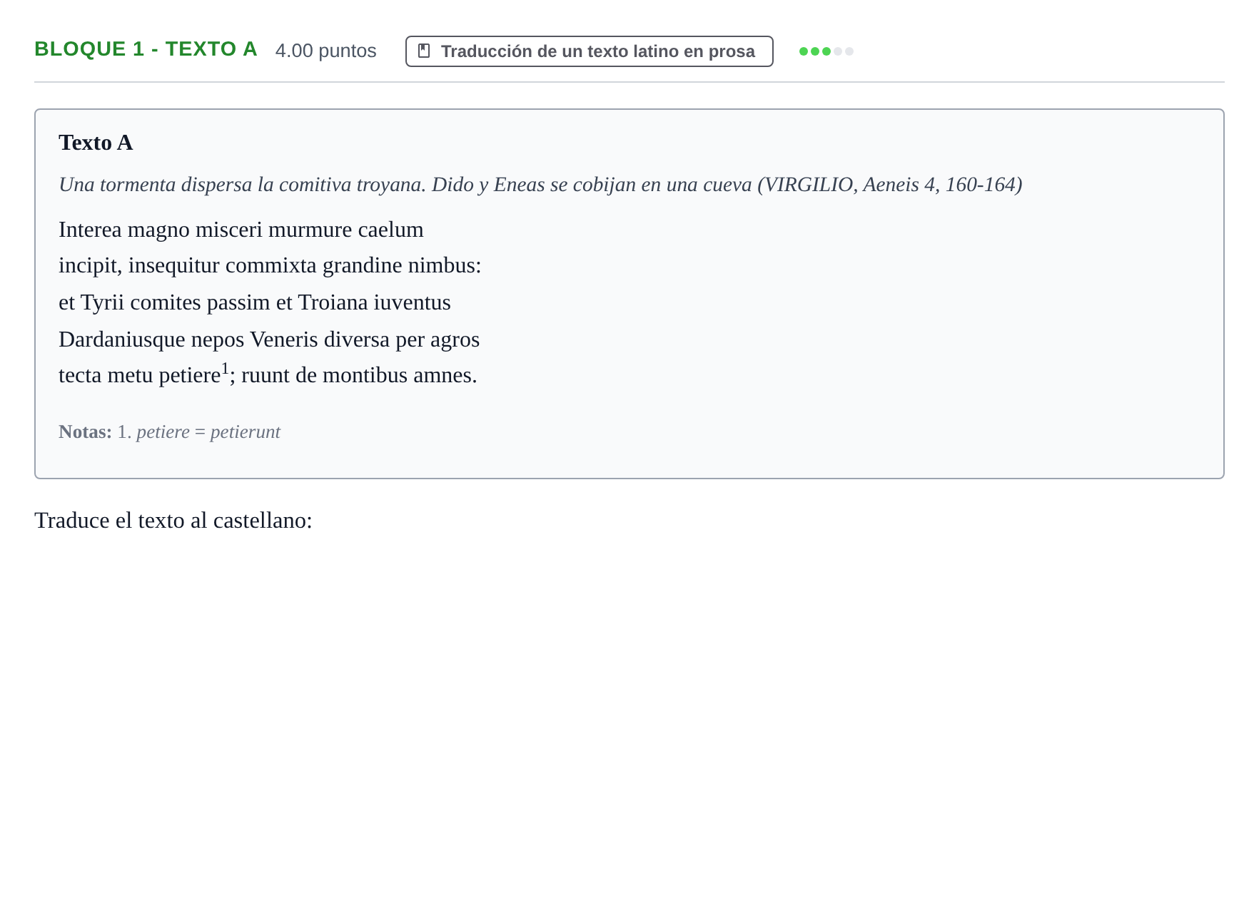 Enunciado: Bloque 1 - Texto A · Latín II PAU La Rioja Ordinaria 2021