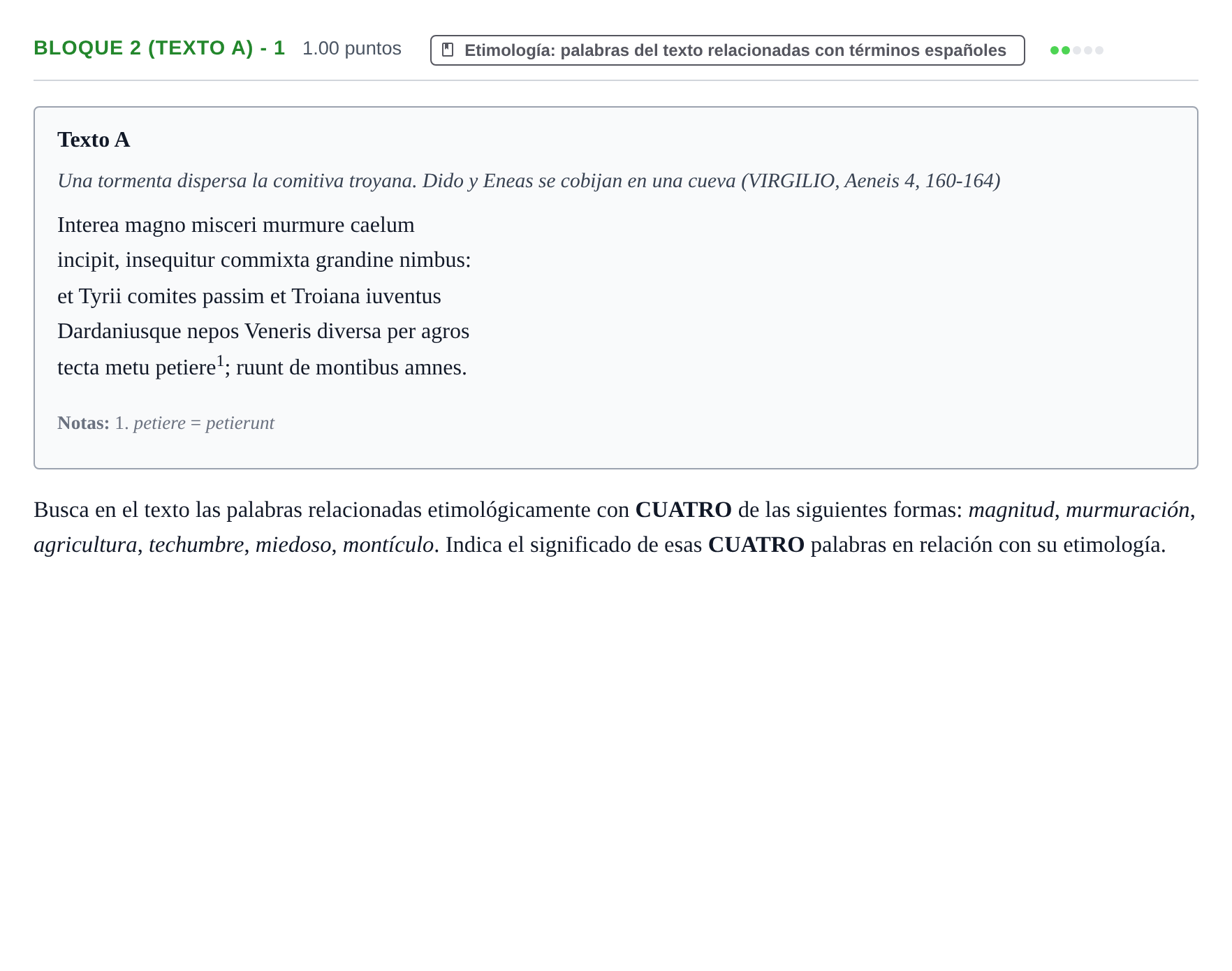 Enunciado: Bloque 2 (Texto A) - 1 · Latín II PAU La Rioja Ordinaria 2021