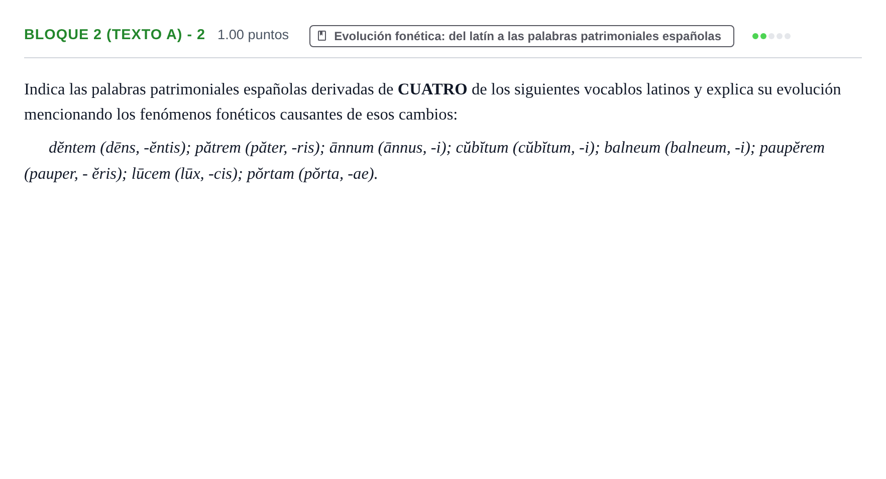 Enunciado: Bloque 2 (Texto A) - 2 · Latín II PAU La Rioja Ordinaria 2021