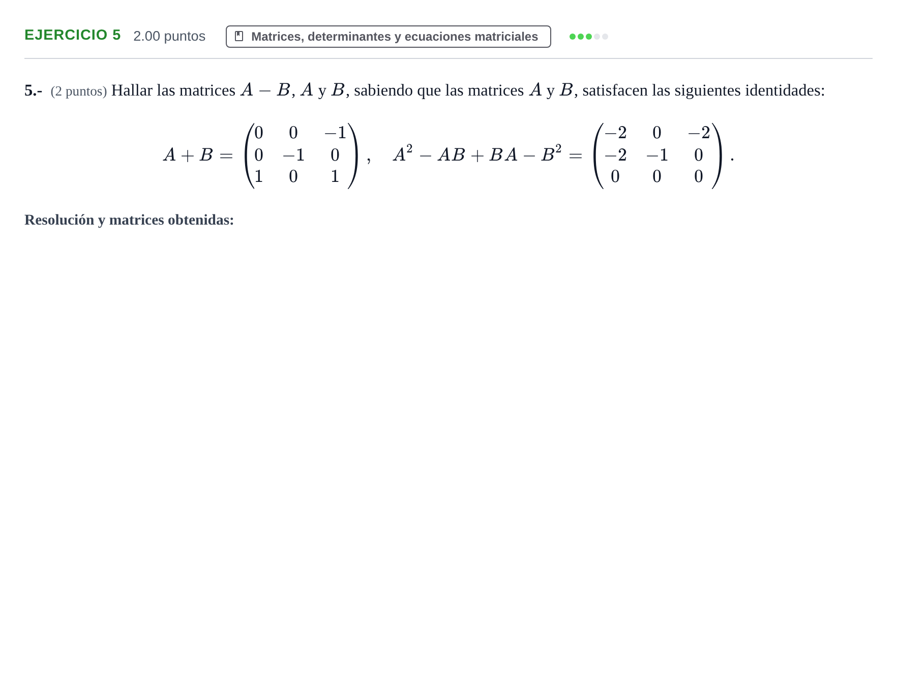 Enunciado: Problema 5 · Matemáticas II PAU La Rioja Extraordinaria 2021
