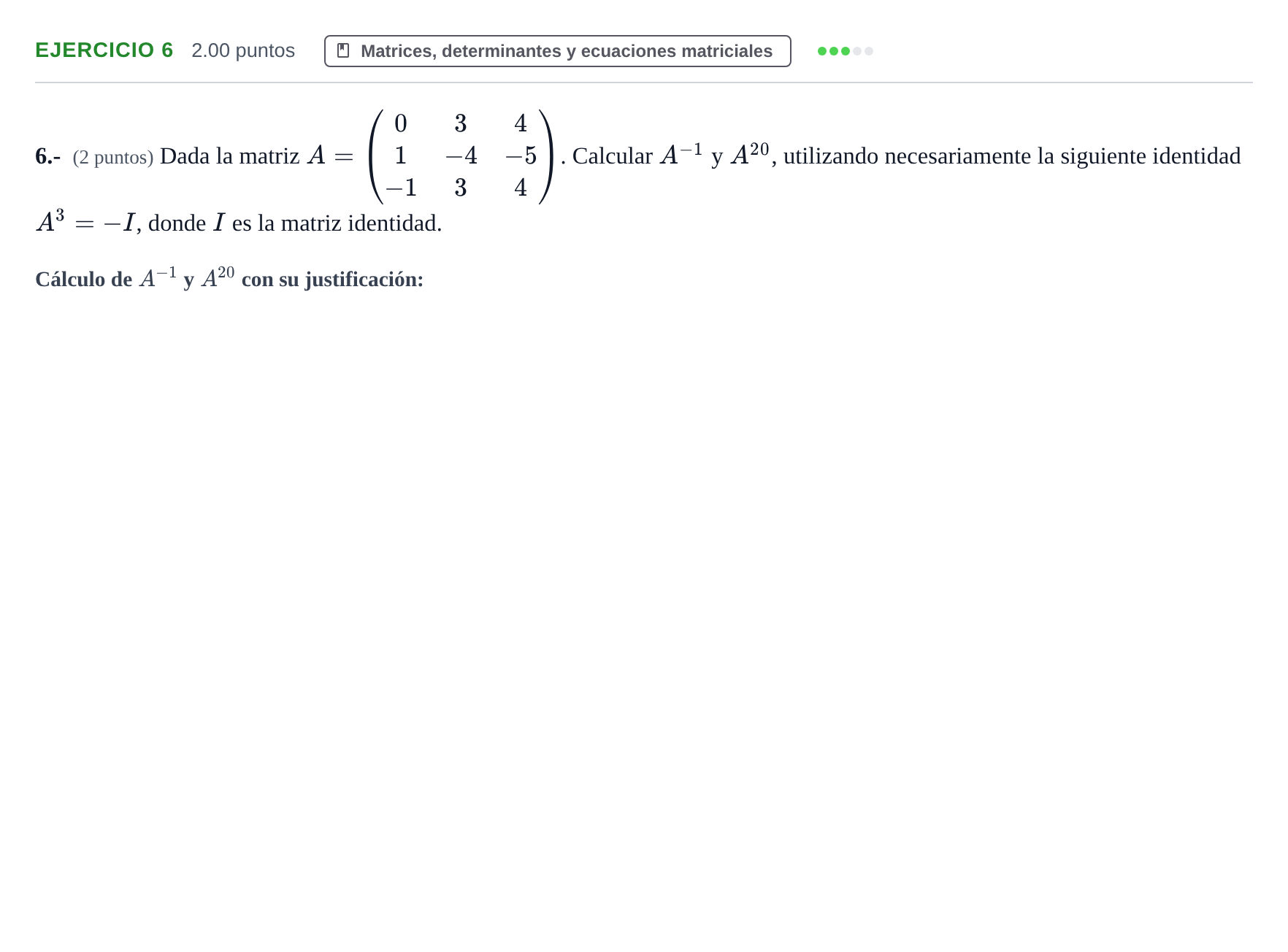 Enunciado: Problema 6 · Matemáticas II PAU La Rioja Extraordinaria 2021