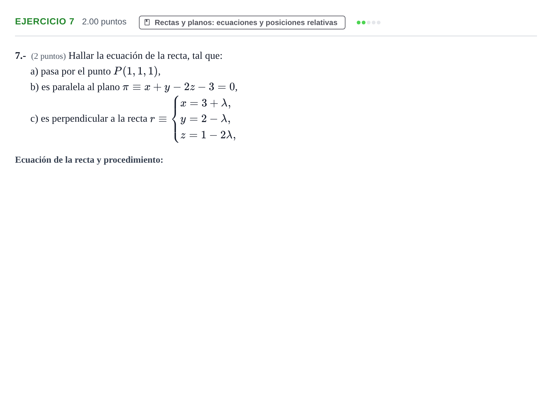 Enunciado: Problema 7 · Matemáticas II PAU La Rioja Extraordinaria 2021