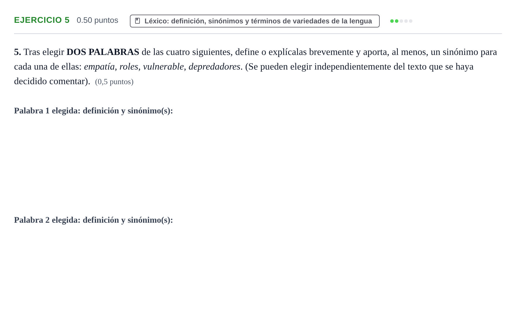 Enunciado: Problema 5 · Lengua Castellana y Literatura II PAU La Rioja Extraordinaria 2021