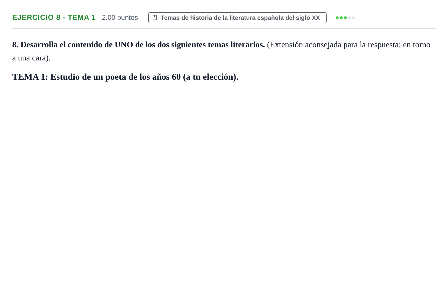 Enunciado: Ejercicio 8 - Tema 1 · Lengua Castellana y Literatura II PAU La Rioja Extraordinaria 2021