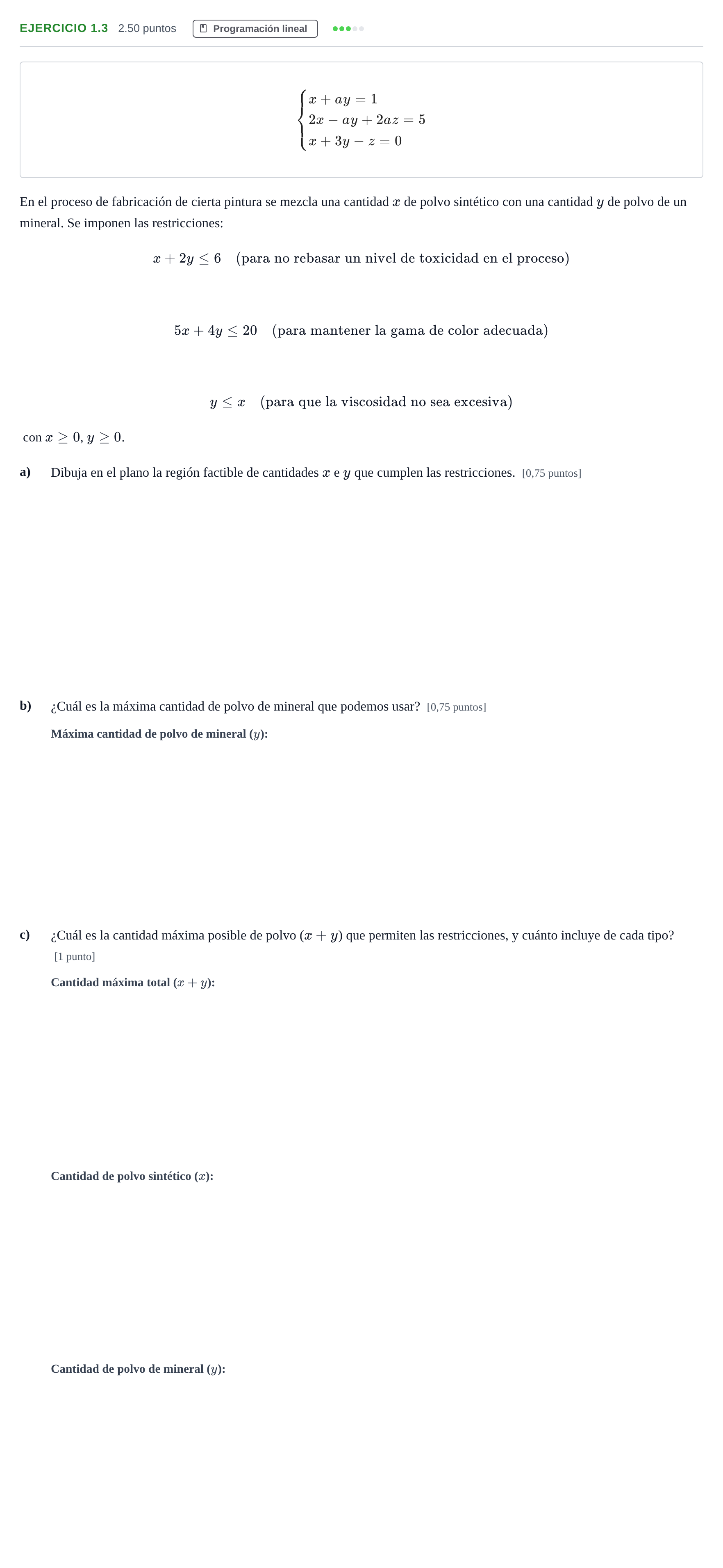 Enunciado: Ejercicio 1.3 · Matemáticas aplicadas a las Ciencias Sociales II PAU La Rioja Ordinaria 2021