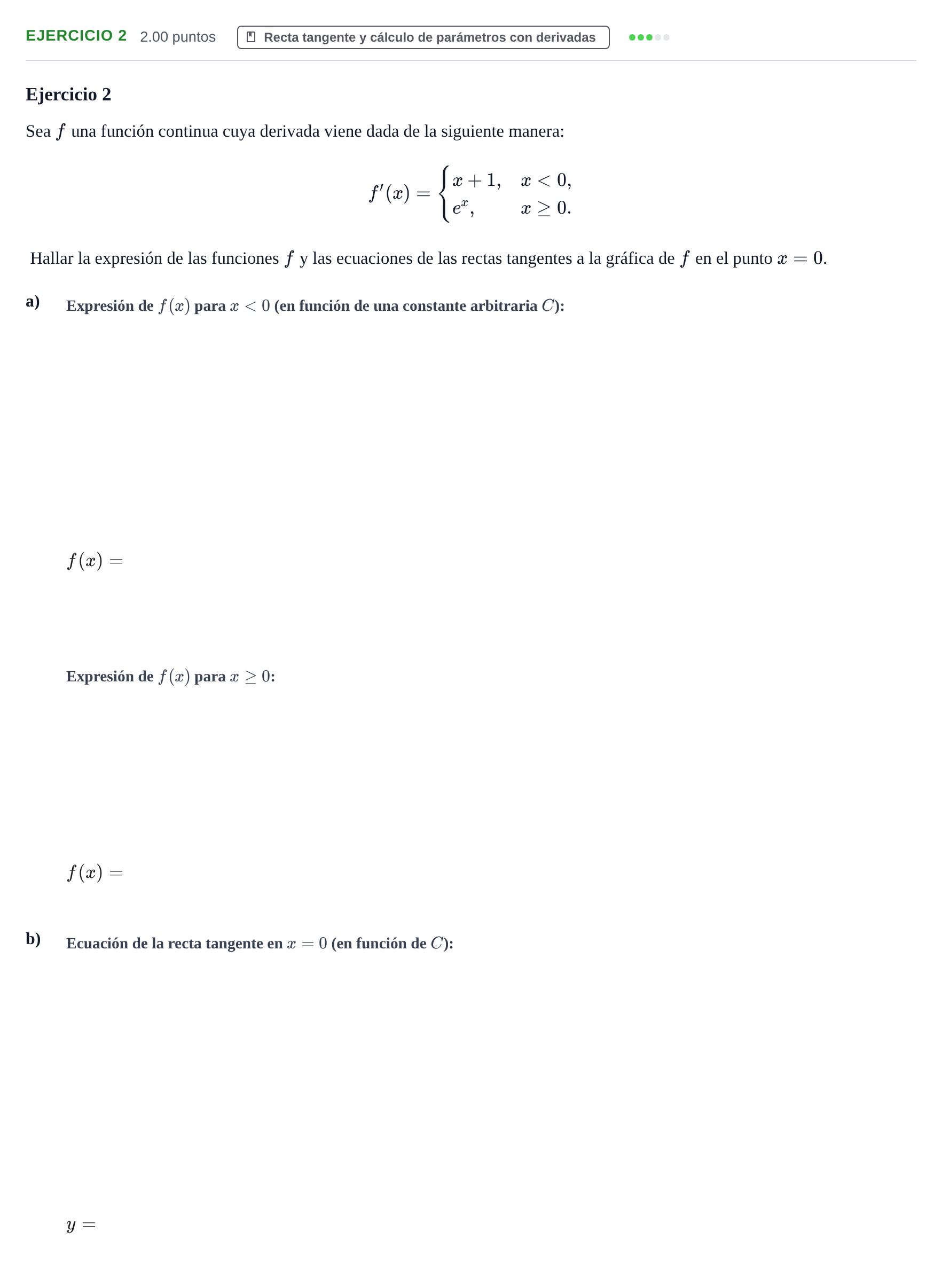 Enunciado: Problema 2 · Matemáticas II PAU La Rioja Ordinaria 2021