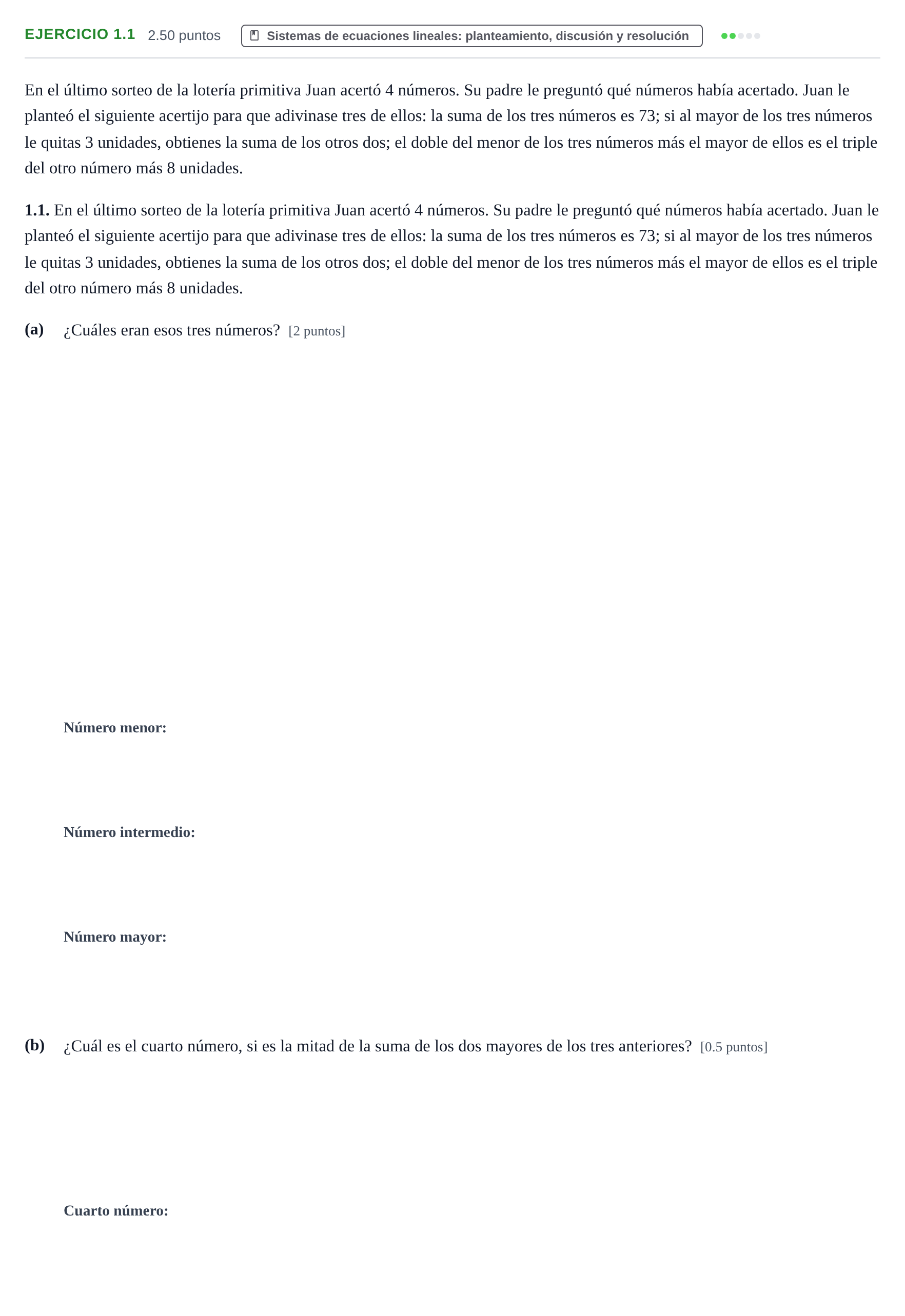 Enunciado: Ejercicio 1.1 · Matemáticas aplicadas a las Ciencias Sociales II PAU La Rioja Extraordinaria 2021