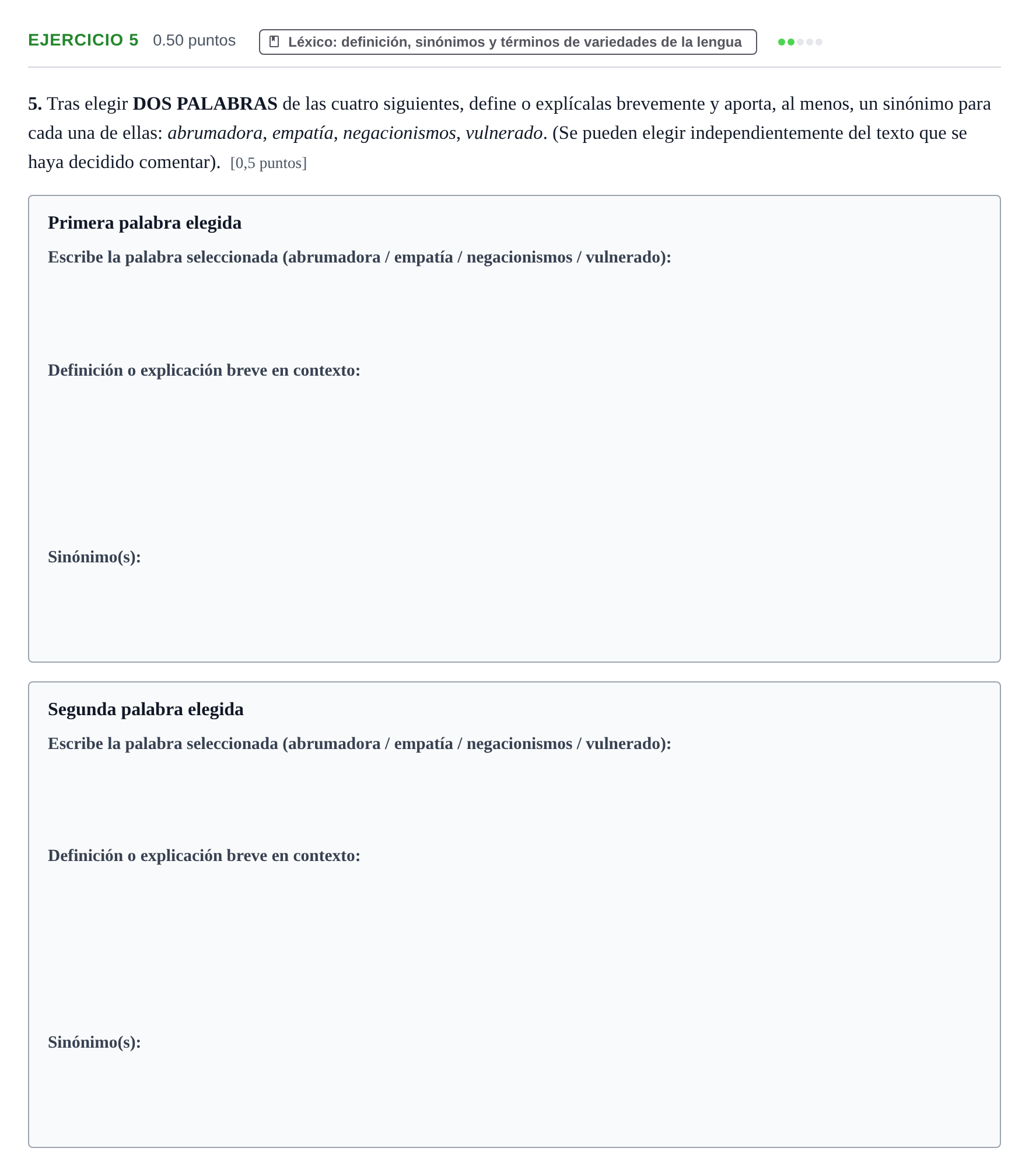 Enunciado: Problema 5 · Lengua Castellana y Literatura II PAU La Rioja Ordinaria 2021