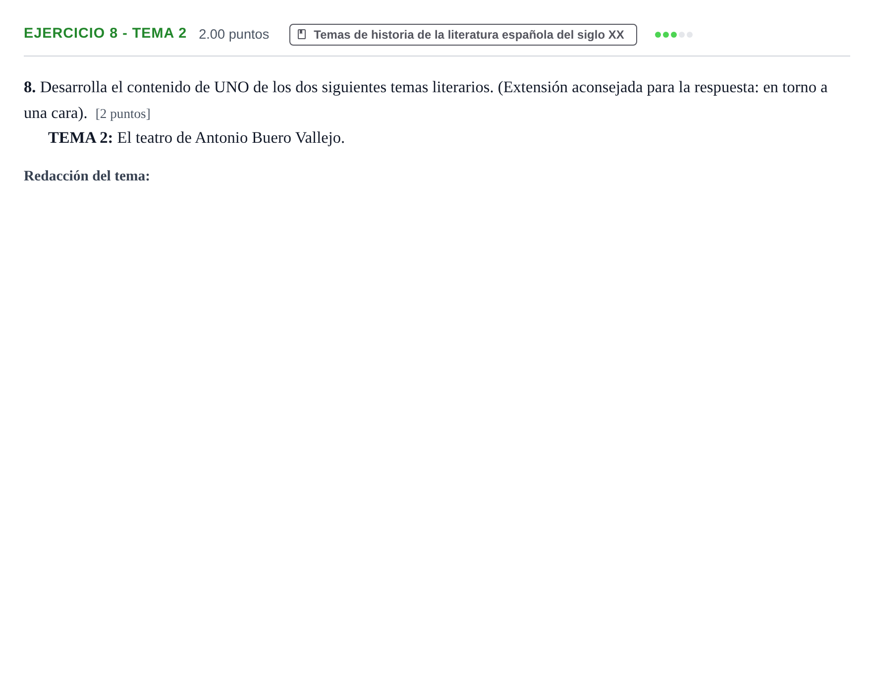 Enunciado: Ejercicio 8 - Tema 2 · Lengua Castellana y Literatura II PAU La Rioja Ordinaria 2021