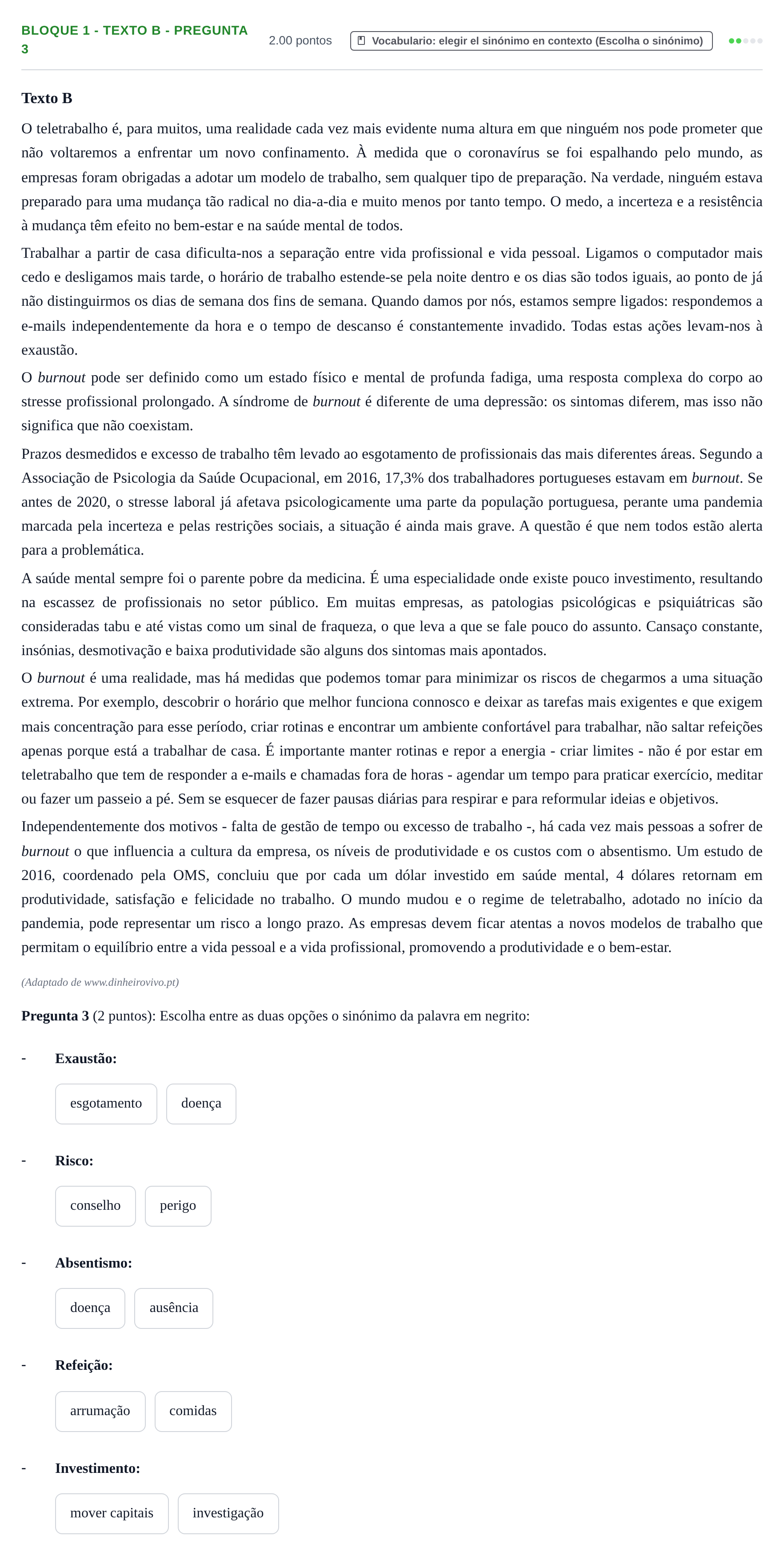 Enunciado: Bloque 1 - Texto B - Pregunta 3 · Portugués PAU La Rioja Ordinaria 2021