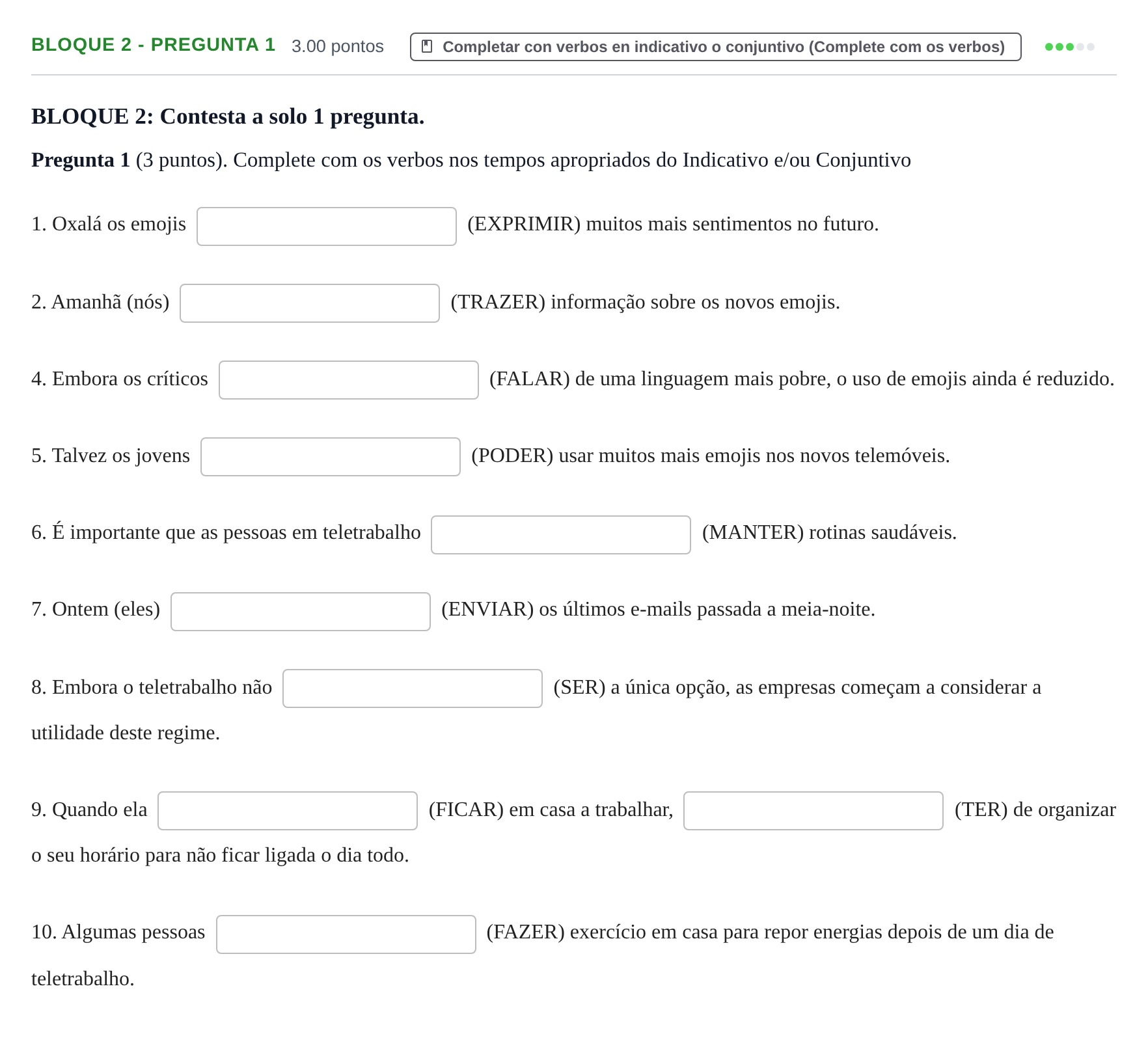 Enunciado: Bloque 2 - Pregunta 1 · Portugués PAU La Rioja Ordinaria 2021