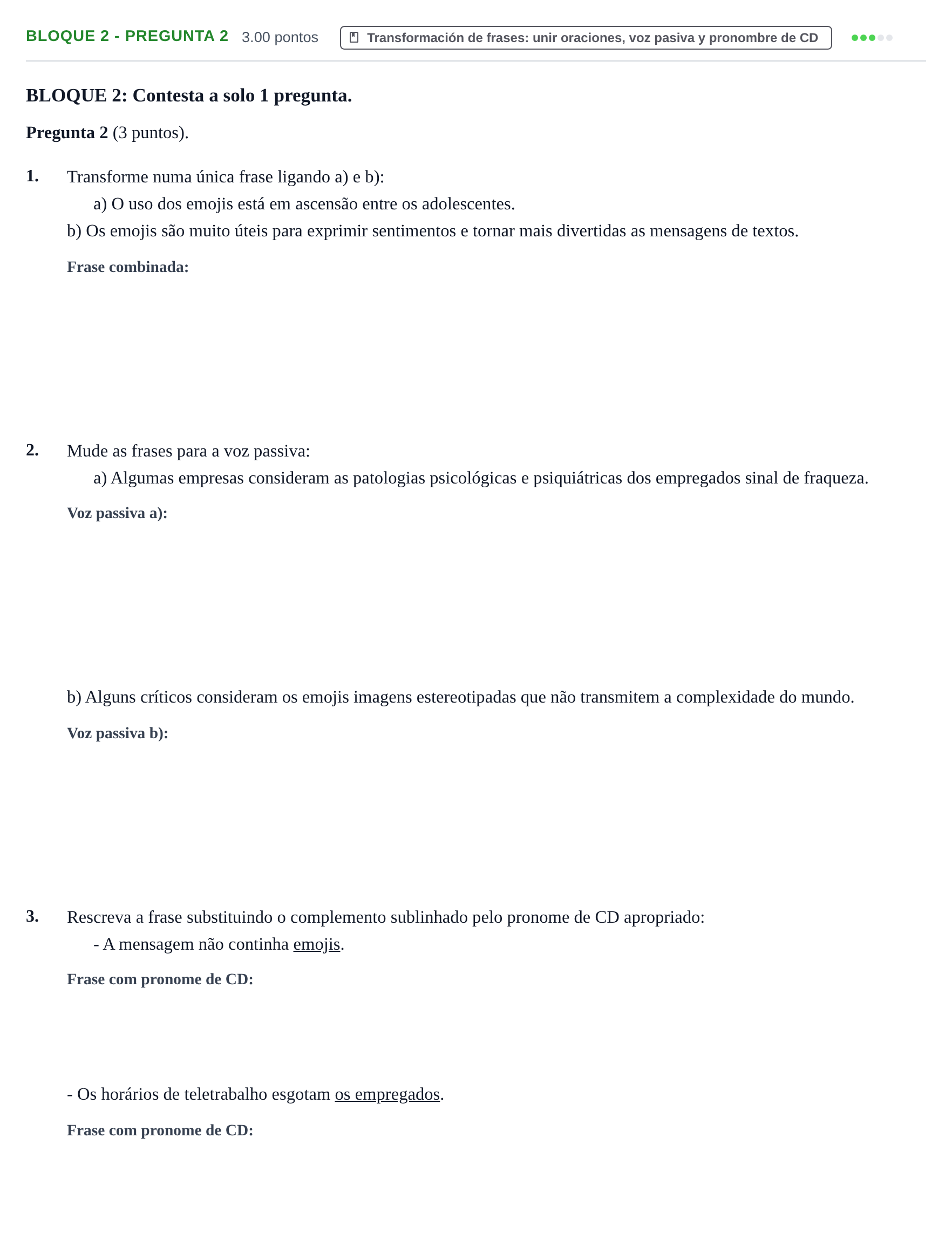 Enunciado: Bloque 2 - Pregunta 2 · Portugués PAU La Rioja Ordinaria 2021