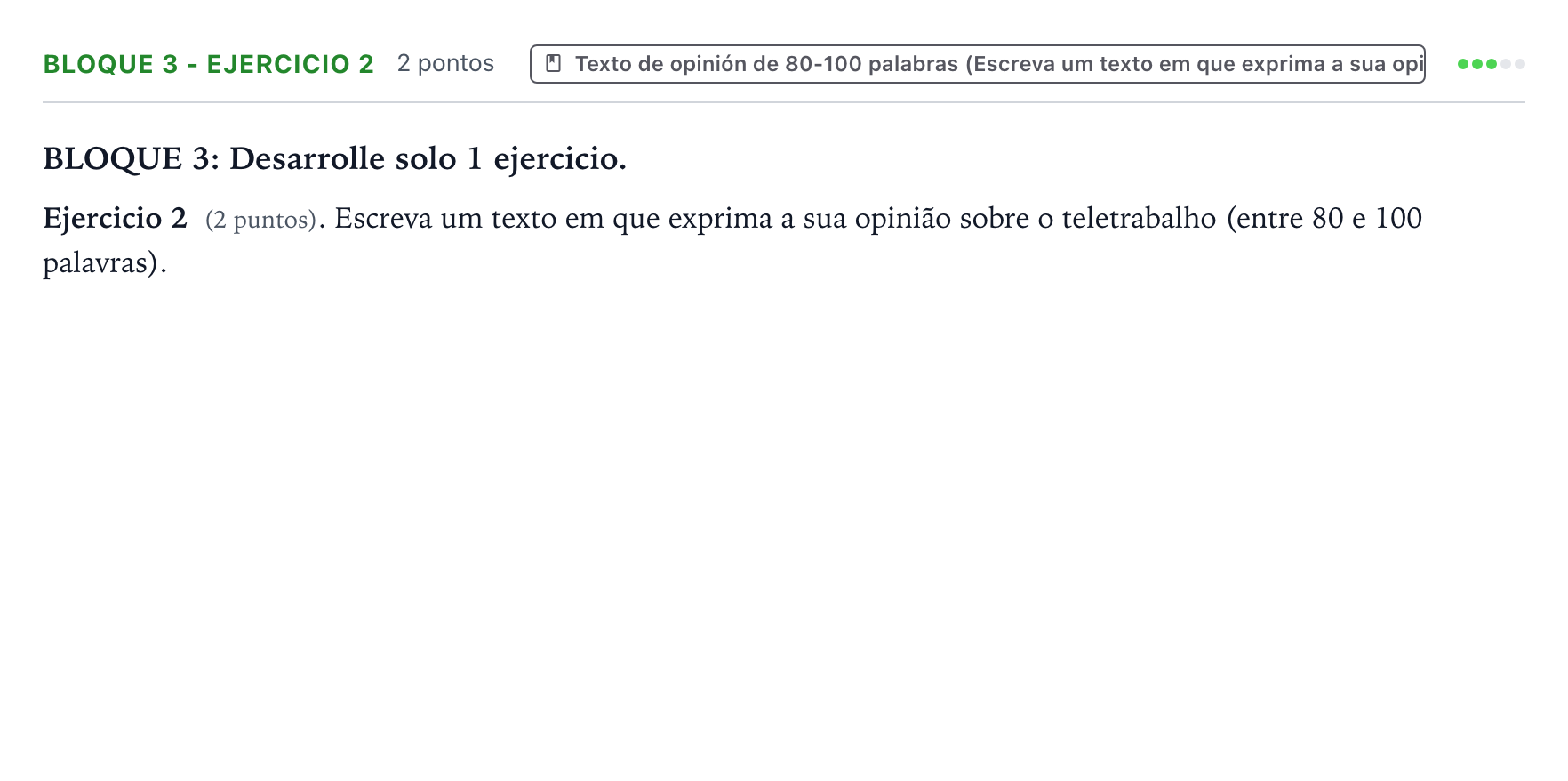 Enunciado: Bloque 3 - Ejercicio 2 · Portugués PAU La Rioja Ordinaria 2021