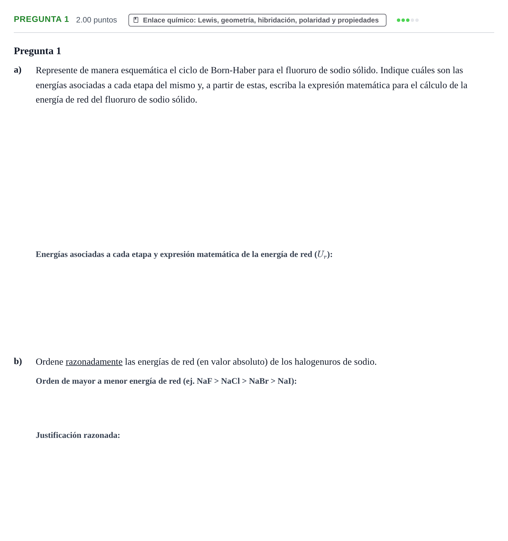 Enunciado: Pregunta 1 · Química PAU La Rioja Extraordinaria 2021