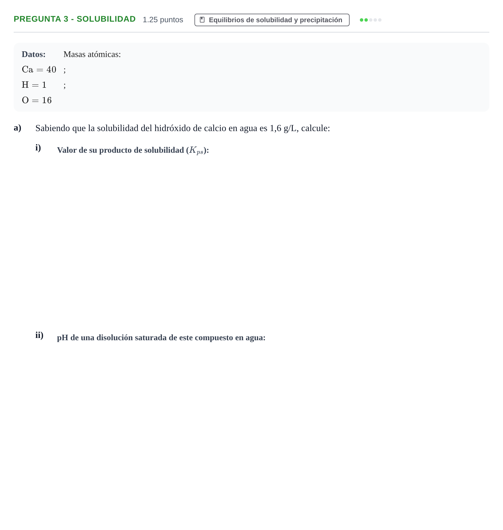 Enunciado: Pregunta 3 - Solubilidad · Química PAU La Rioja Extraordinaria 2021