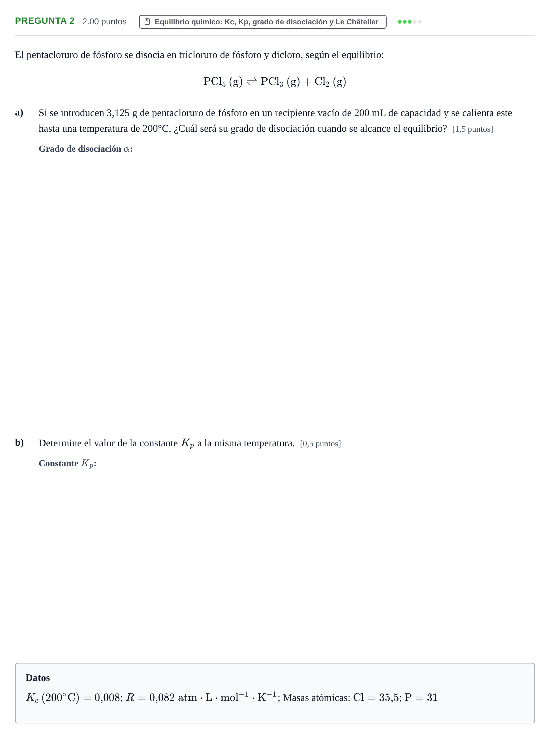 Enunciado: Pregunta 2 · Química PAU La Rioja Ordinaria 2021