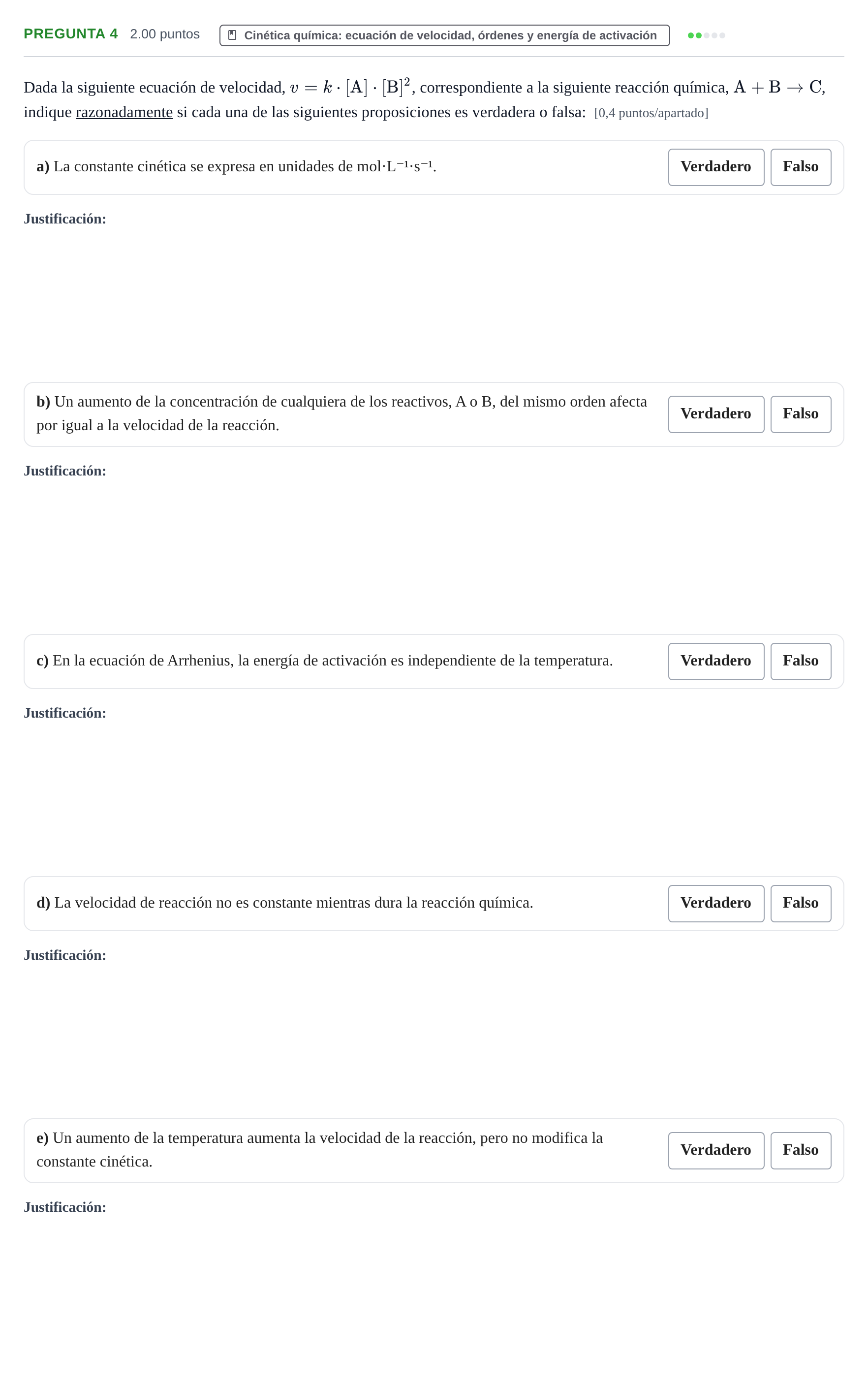Enunciado: Pregunta 4 · Química PAU La Rioja Ordinaria 2021